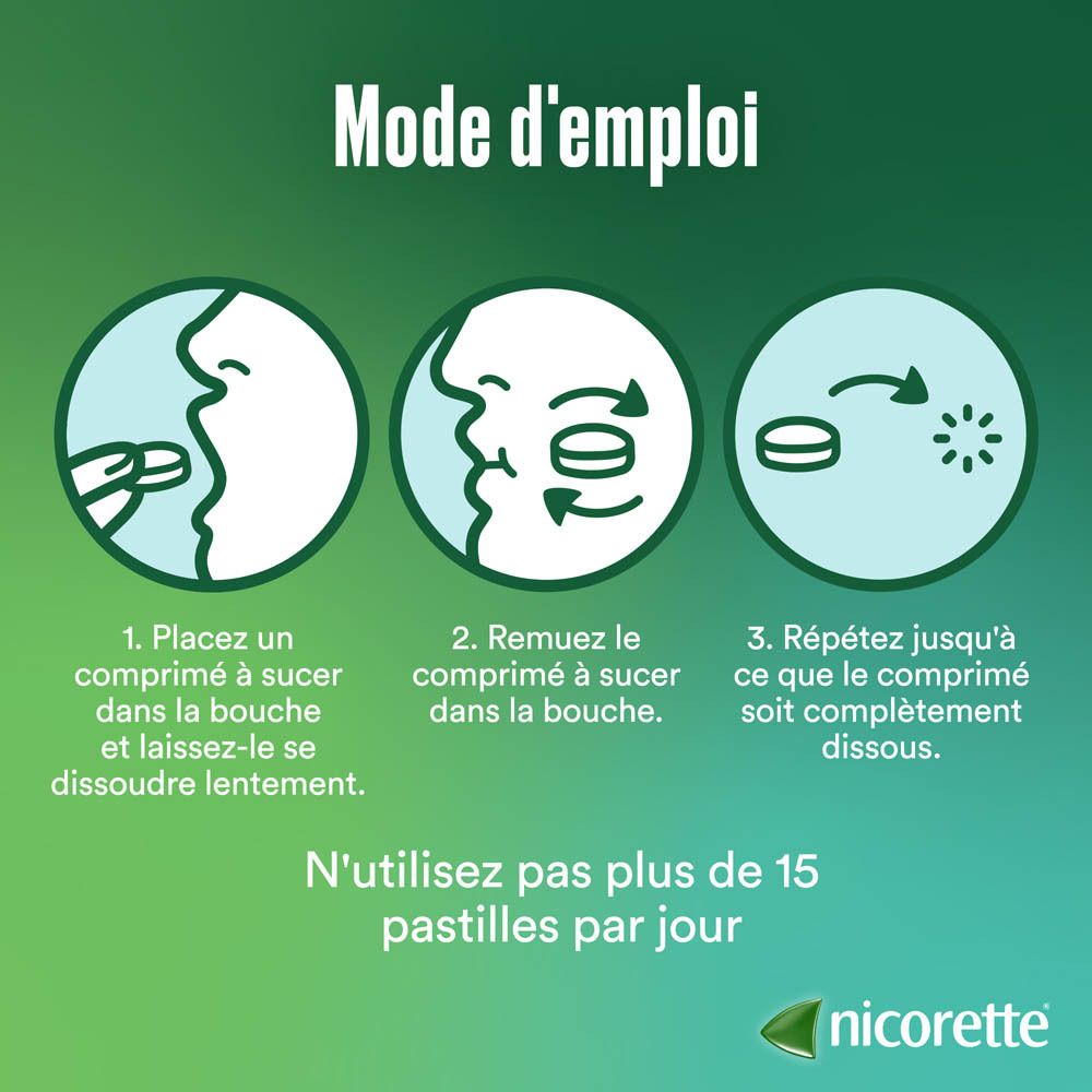Nicorette Freshmint Comprimés à sucer 4mg, emballage de 80 pièces, vue de face.