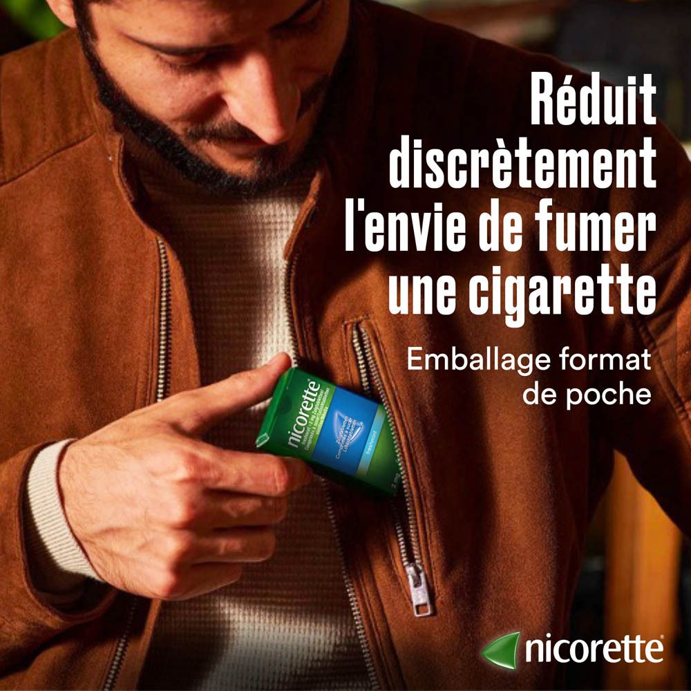 Nicorette Freshmint comprimés à sucer 2mg, côté avec informations d'utilisation.