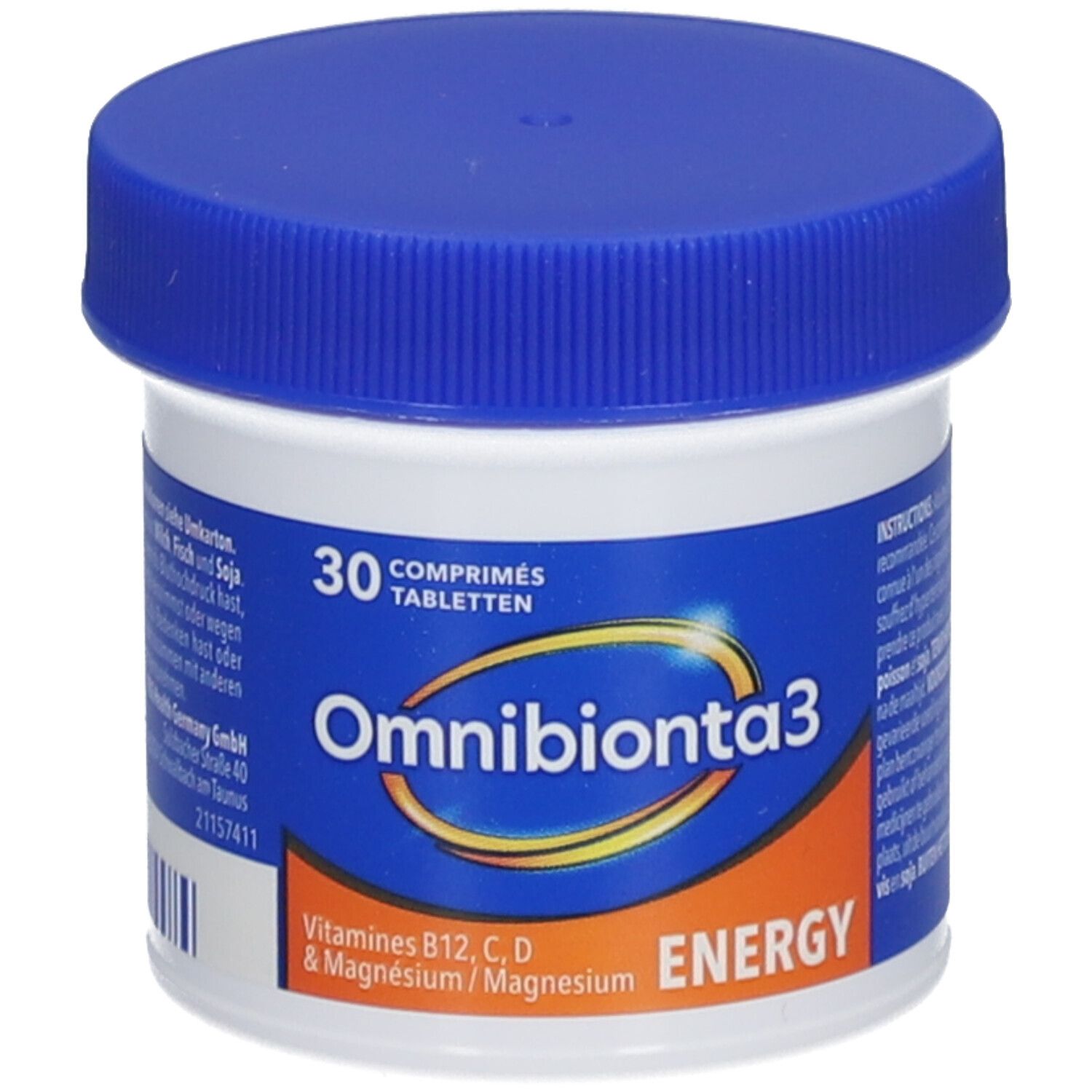 Omnibionta®3 Energie | Multivitaminetablet met vitamine B12, C & magnesium 30 Tabletten