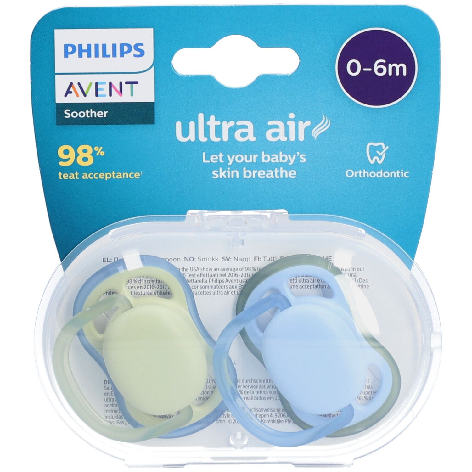 Philips Avent Tétine +0 mois Ultra Air Pistache Bleu
