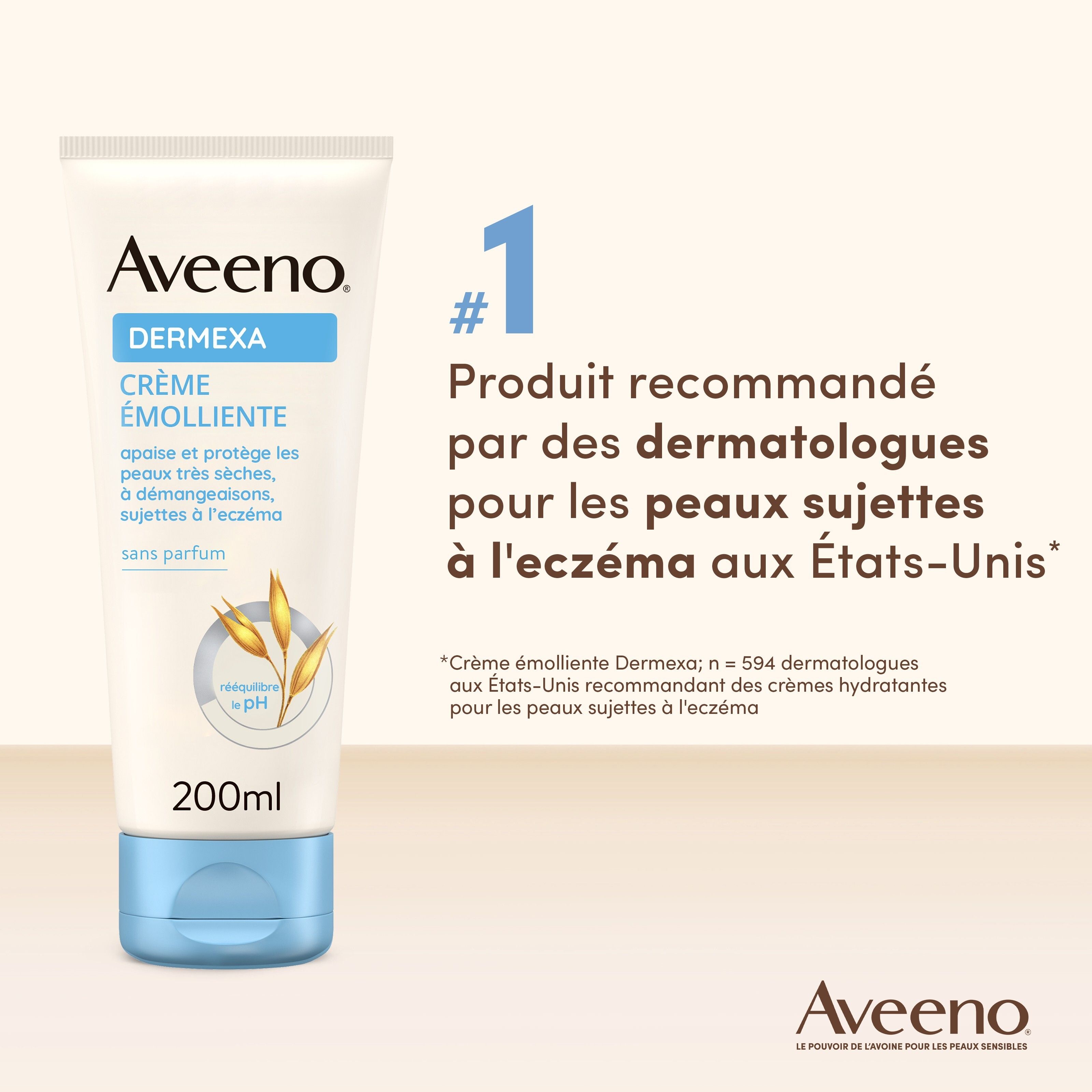 Aveeno Dermexa crème. Recommandé par les dermatologues. 200ml.
