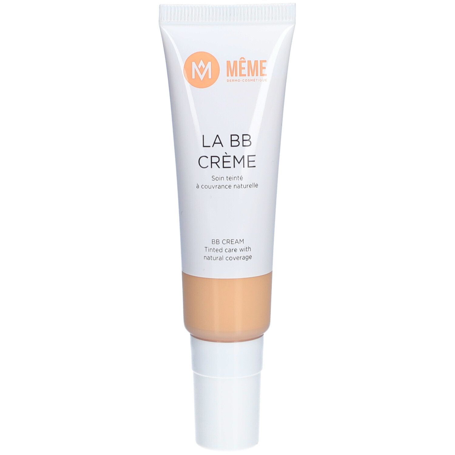 Tube de crème BB. Teinte très claire. Tube blanc avec texte orange. Nom du produit : LA BB CRÈME.