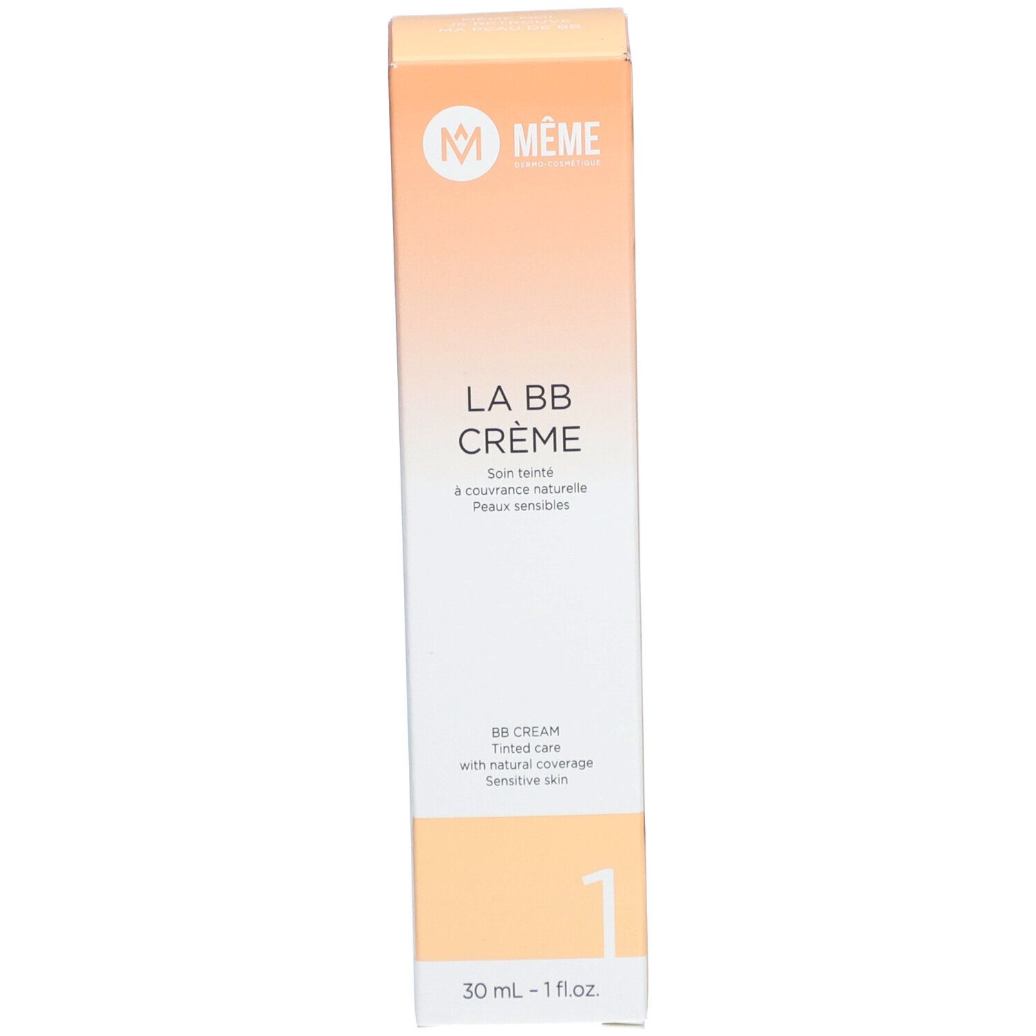 Emballage de la crème BB. Boîte avec nom du produit : LA BB CRÈME. Teinte : Très clair. 30 ml.