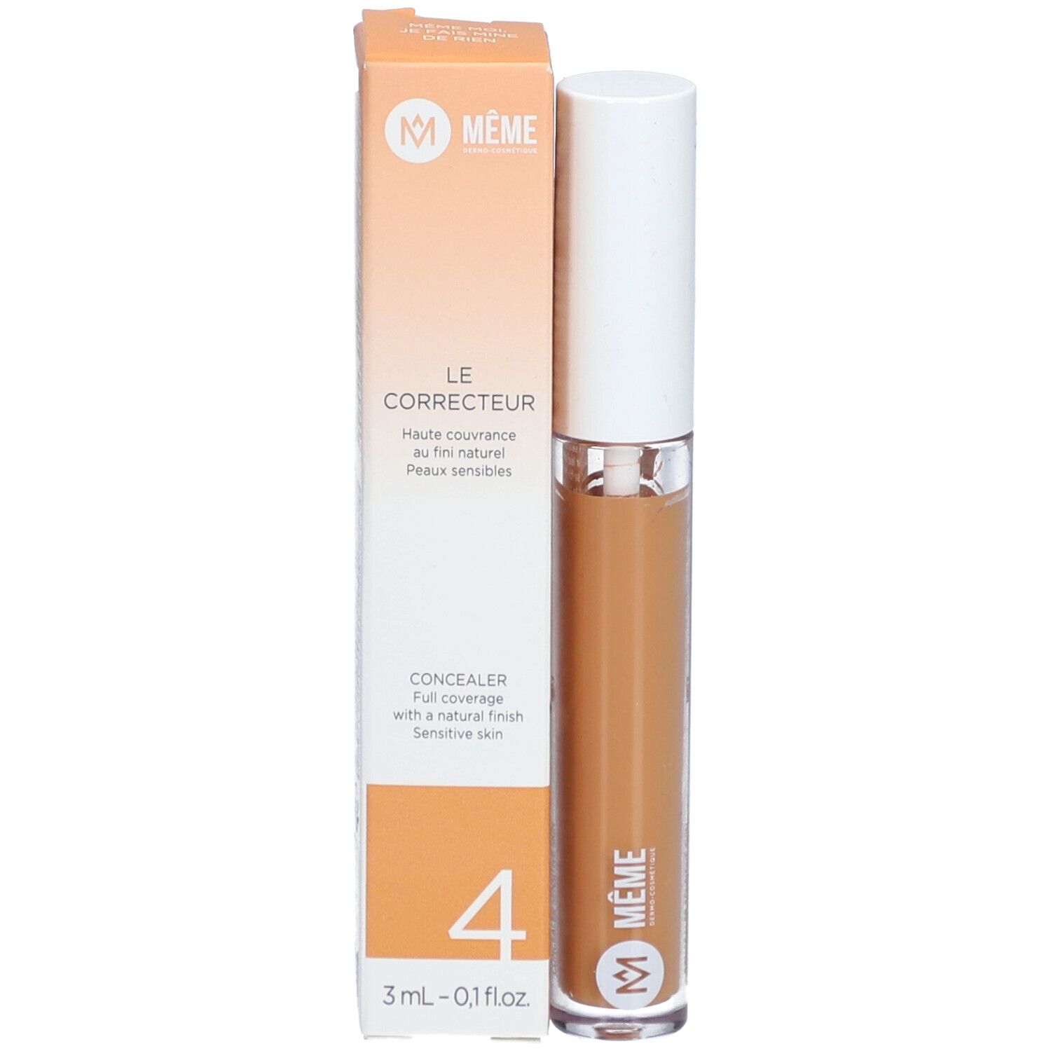 Tube et emballage de correcteur. Teinte 4. Marque Meme. Avec bouchon et applicateur.