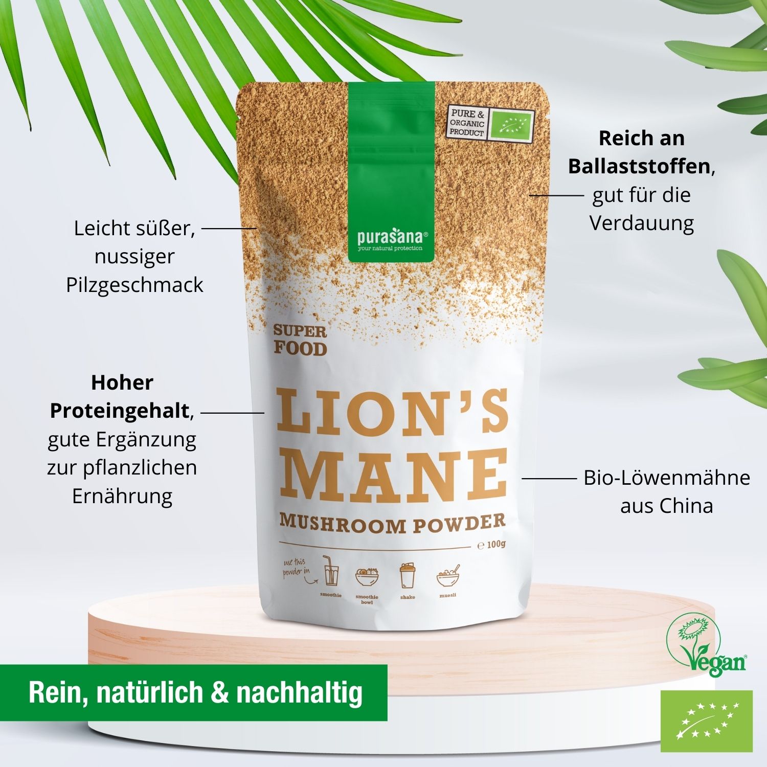 Purasana Veganes Lion's Mane Pulver Bio
