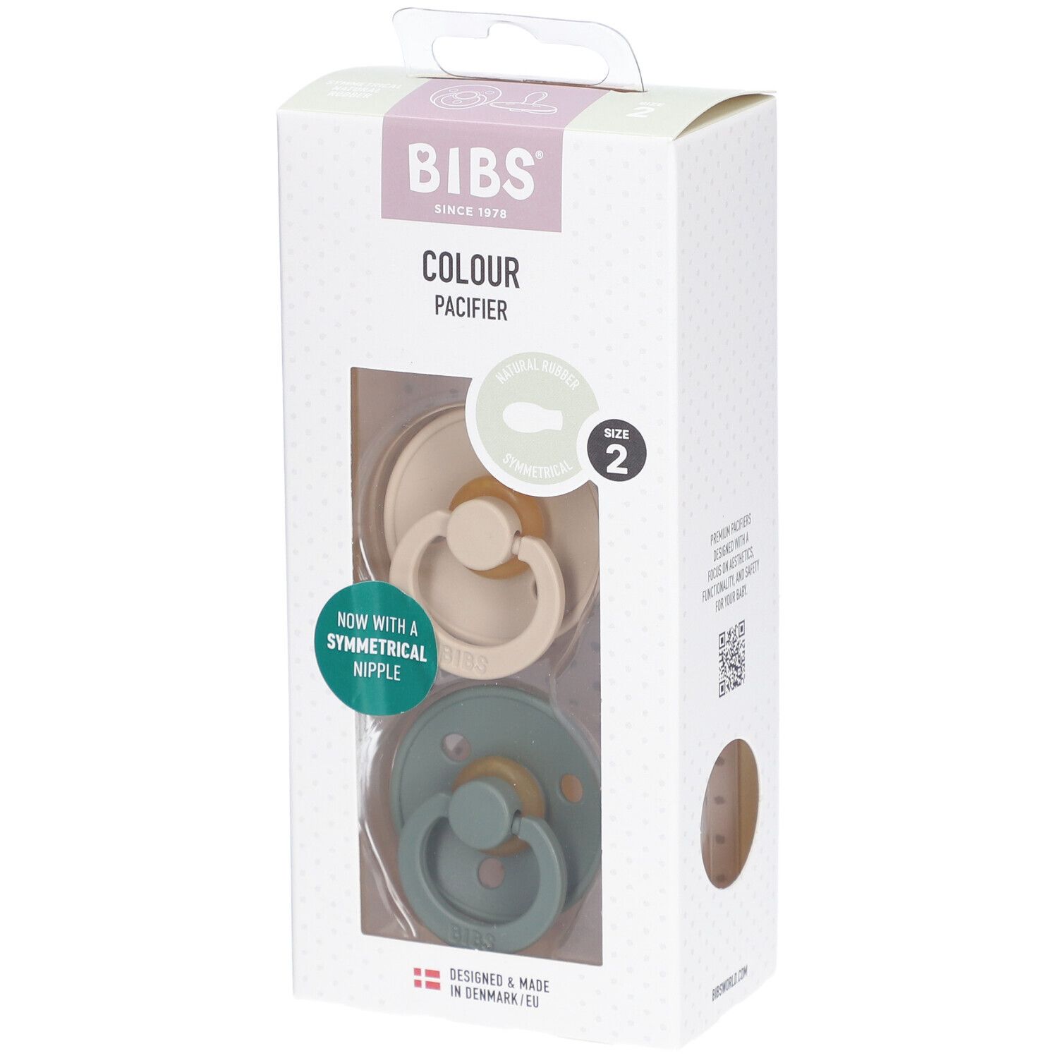 Bibs Fopspeen Symmetric Vanilla - Pine 6-18 Maanden 2st 2 St Schnuller