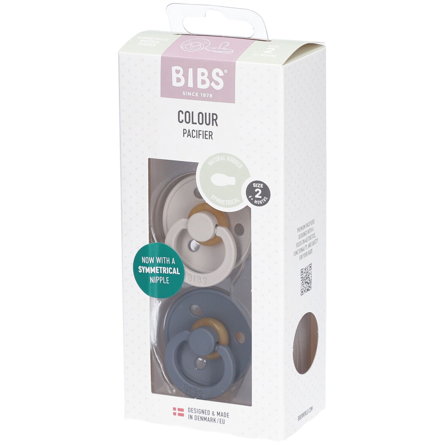 Bibs Fopspeen Symmetric Sand - Iron 6-18 Maanden 2st 2 St Schnuller