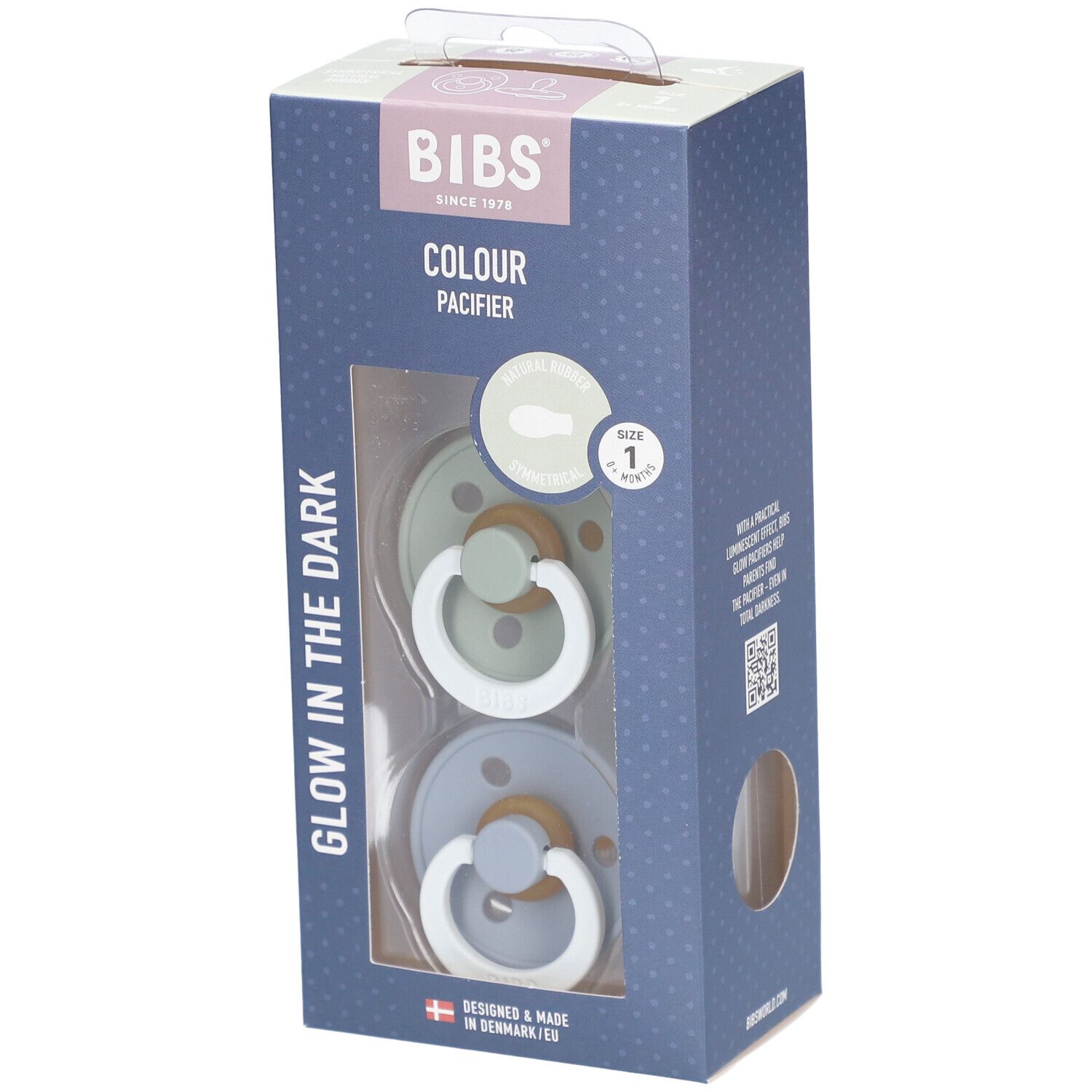 Bibs Fopspeen Symmetric Glowindark Sage - Cloud 0-6 Maanden 2st 2 St Schnuller