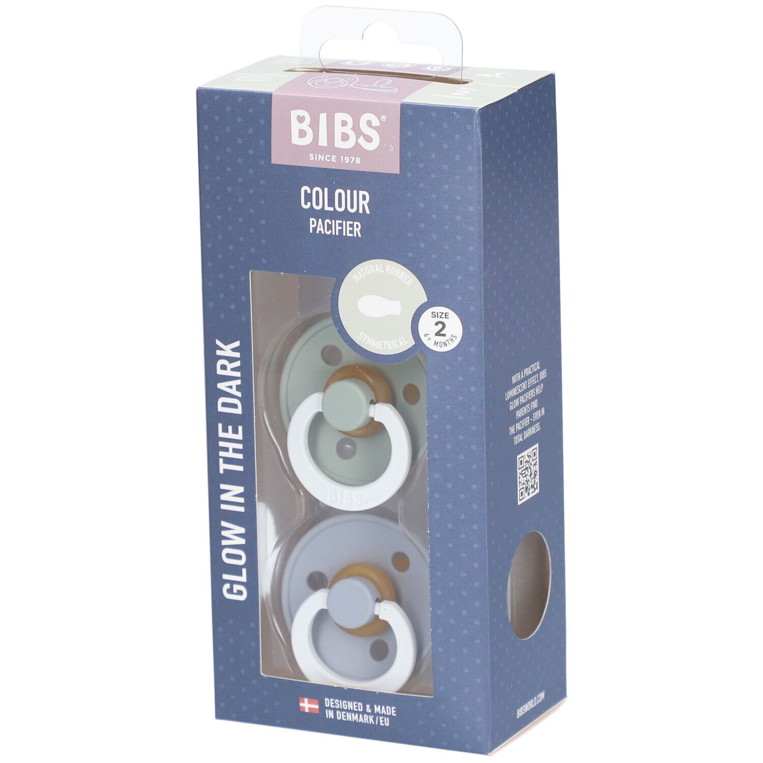 Bibs Fopspeen Symmetric Glowindark Sage - Cloud 6-18 Maanden 2st 2 St Schnuller