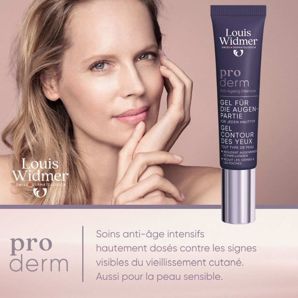 Recommandé par les dermatologues. Logo et nom du produit : Pro Derm. Image du produit.