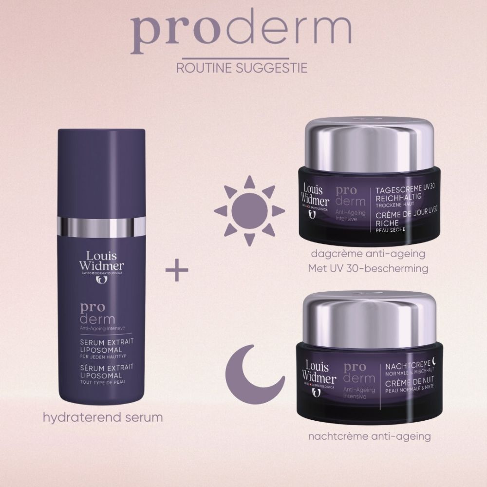 Pot met productnaam en logo: Louis Widmer Proderm Anti-Ageing Intensive Nachtcrème.