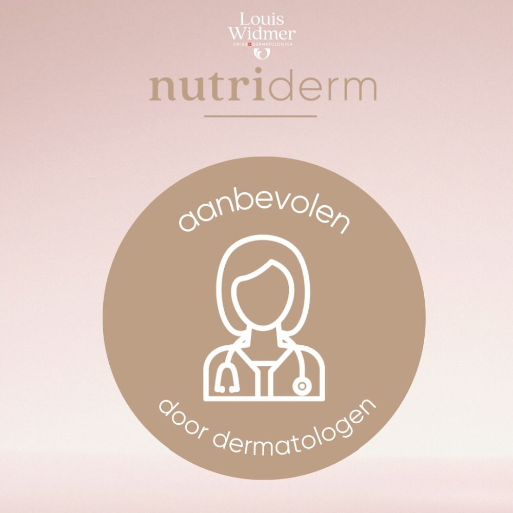 Crèmepot met roze deksel. Louis Widmer logo en tekst. Nachtcrème Nutritive.