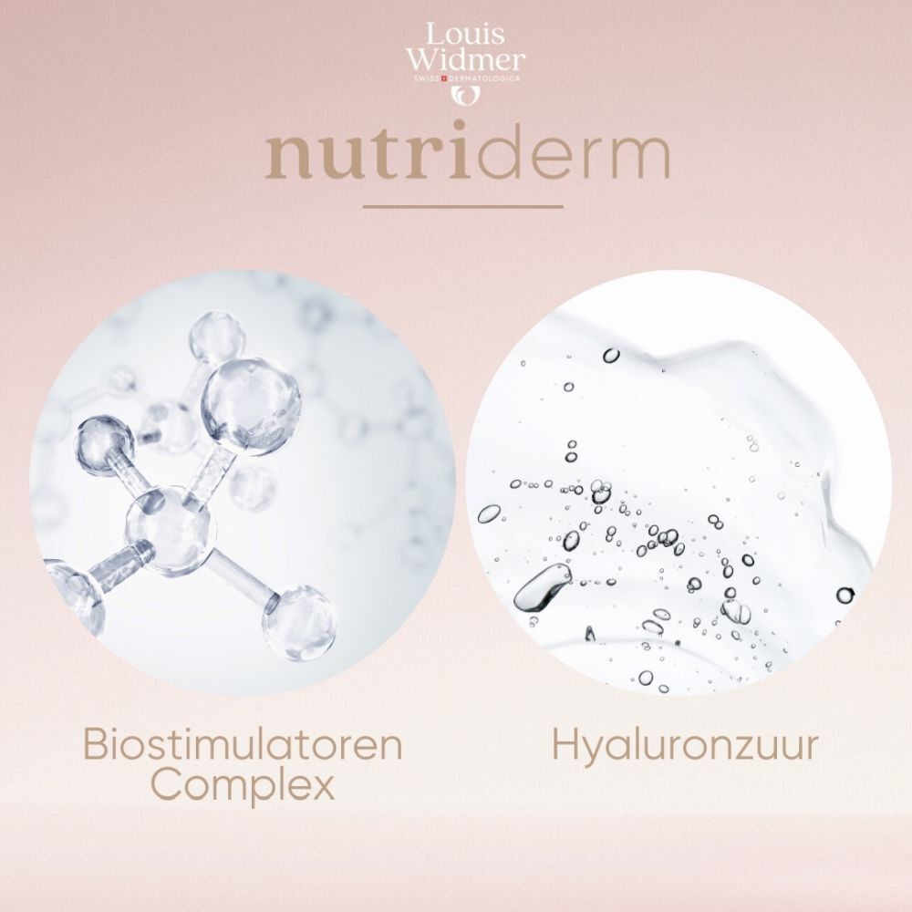 Productverpakking. Louis Widmer Nutriderm. Getinte dagcrème UV20 Bronze 02. 0% Parfum.