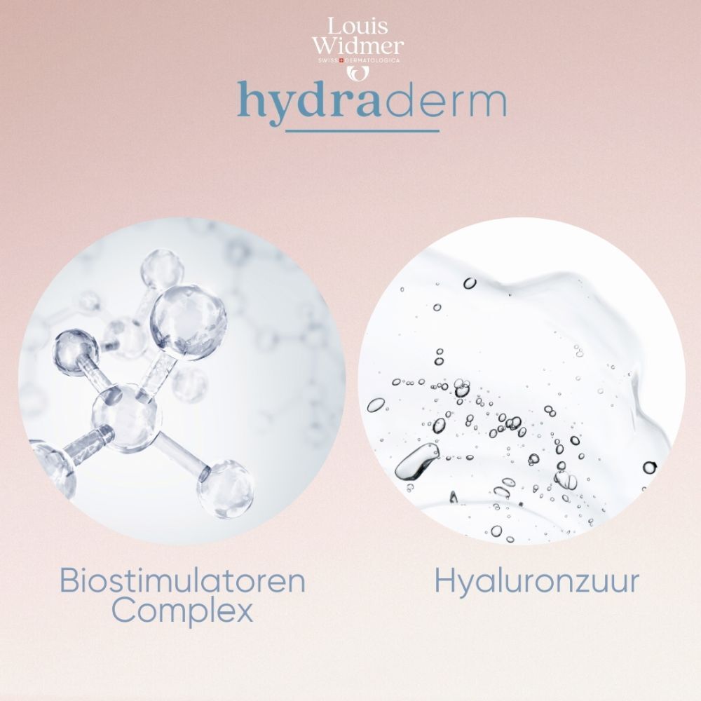 Blauw logo met tekst: aanbevolen door dermatologen. Vrouw met stethoscoop.