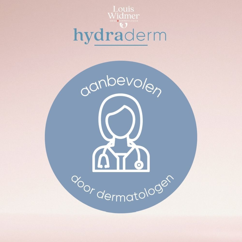 Vrouw met crèmepot. Opschrift: Louis Widmer, hydraderm, Nachtemulsie.