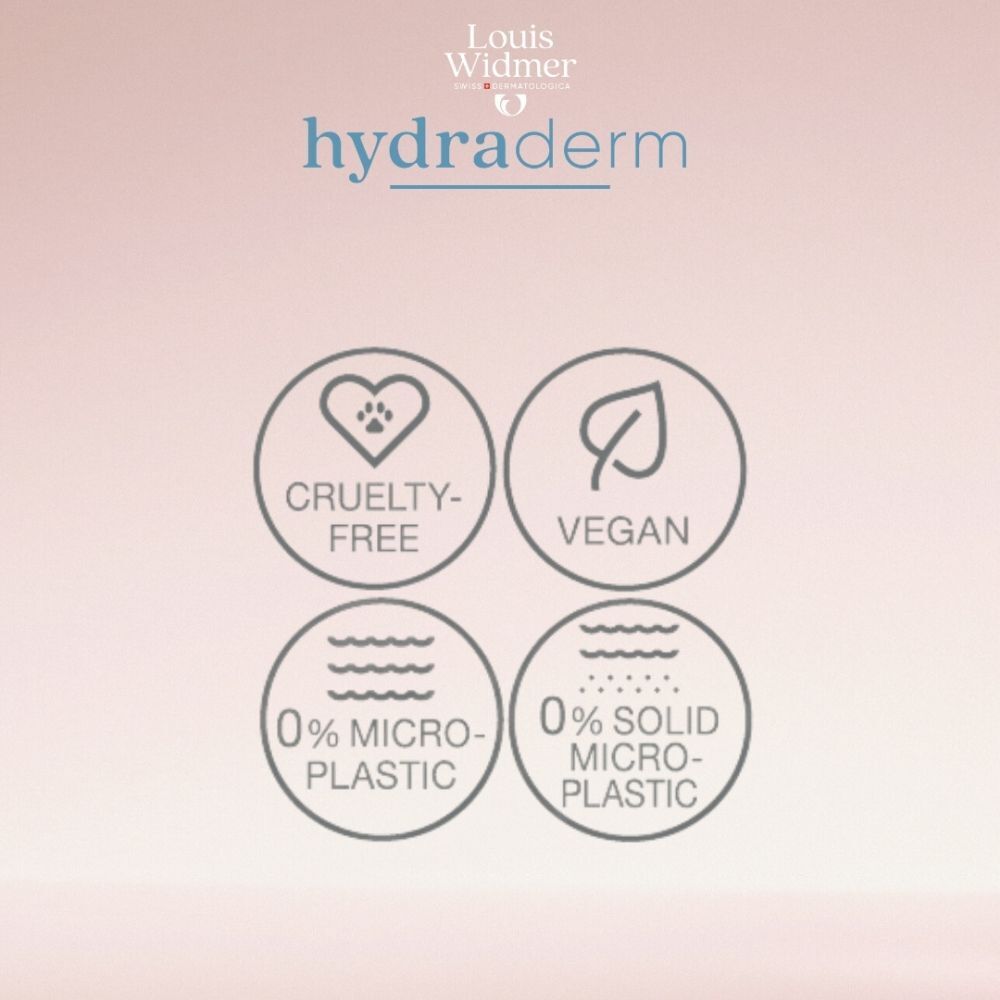 Productverpakking. Opschrift: Louis Widmer, hydraderm, Nachtemulsie. Tekst en logo.