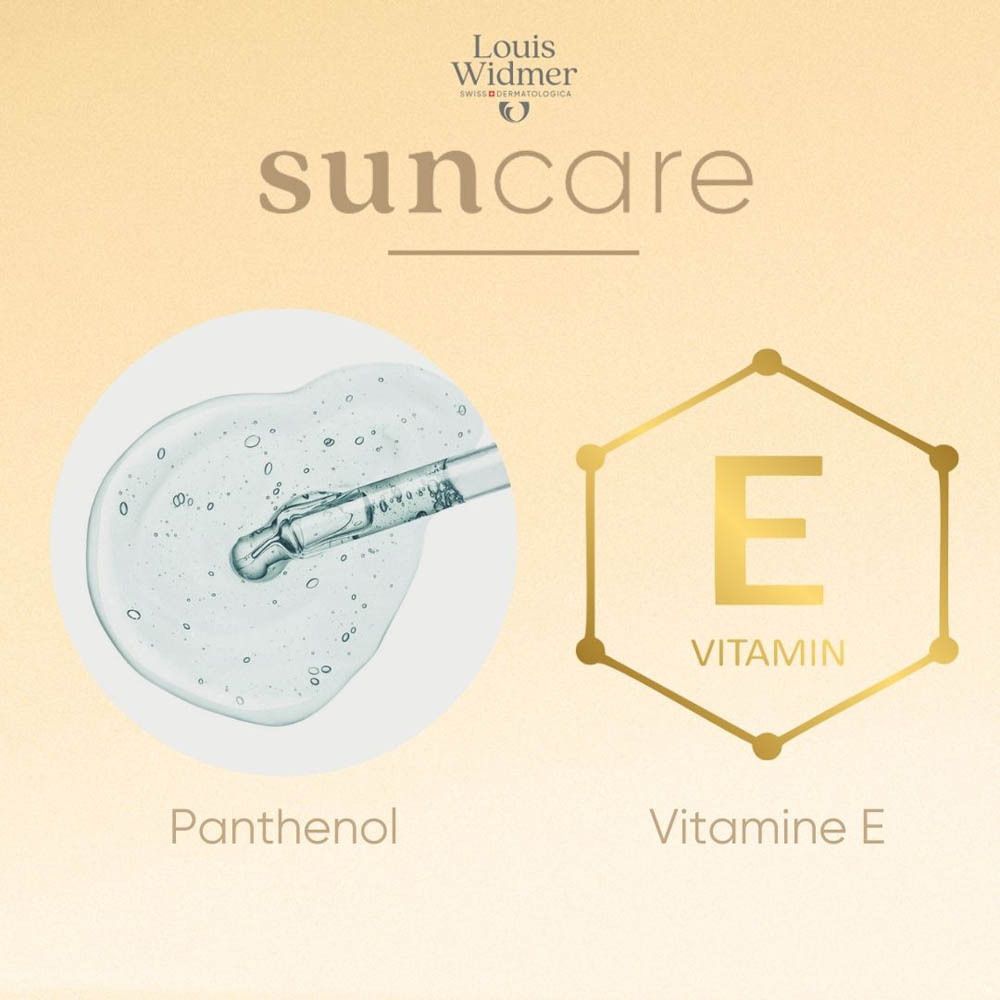 Illustration de Panthénol et Vitamine E. Texte: sun care.