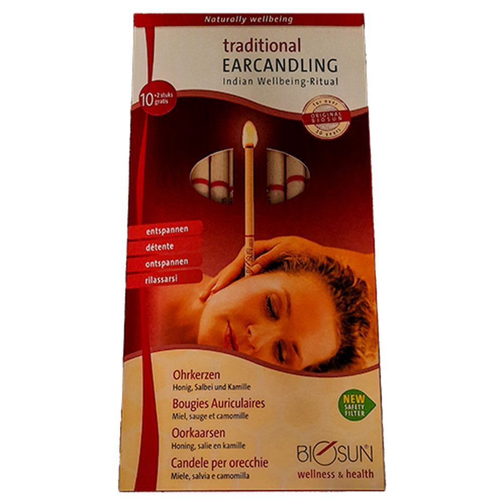 Biosun Oorkaarsen Honing Salie en Kamille 10 + 2 Gratis 10+2 St Ohrreiniger