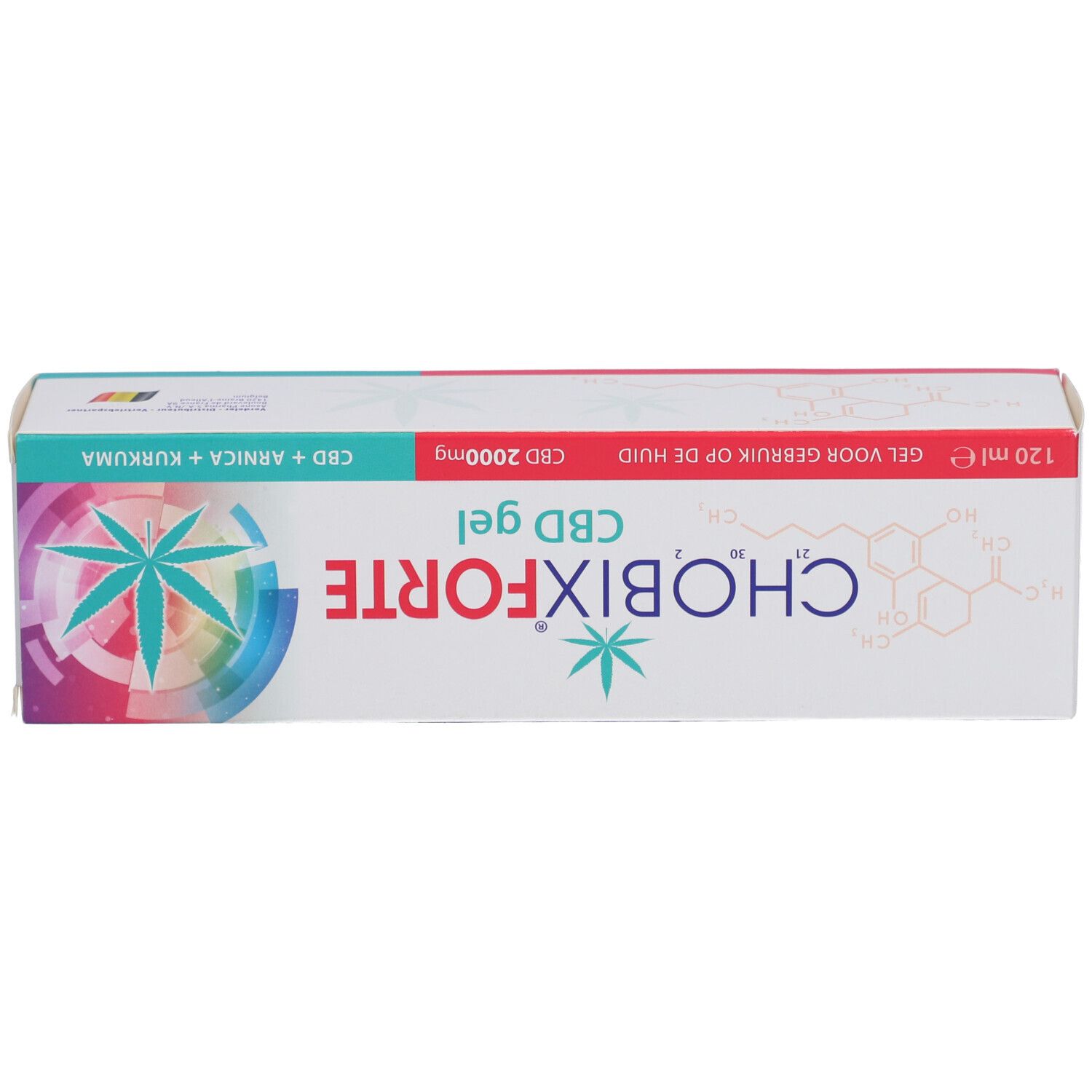 Chobix Forte CBD Gel Faltschachtel, Vorderseite, liegend.