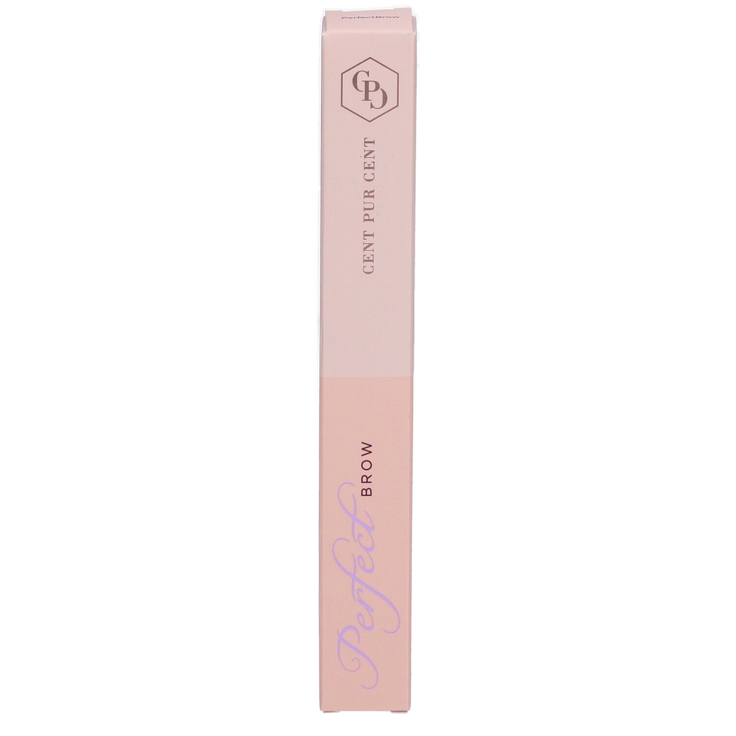 Rosa Verpackung mit Produktnamen Perfect Brow. Schriftzug Cent Pur Cent. Aufdruck: Brow.