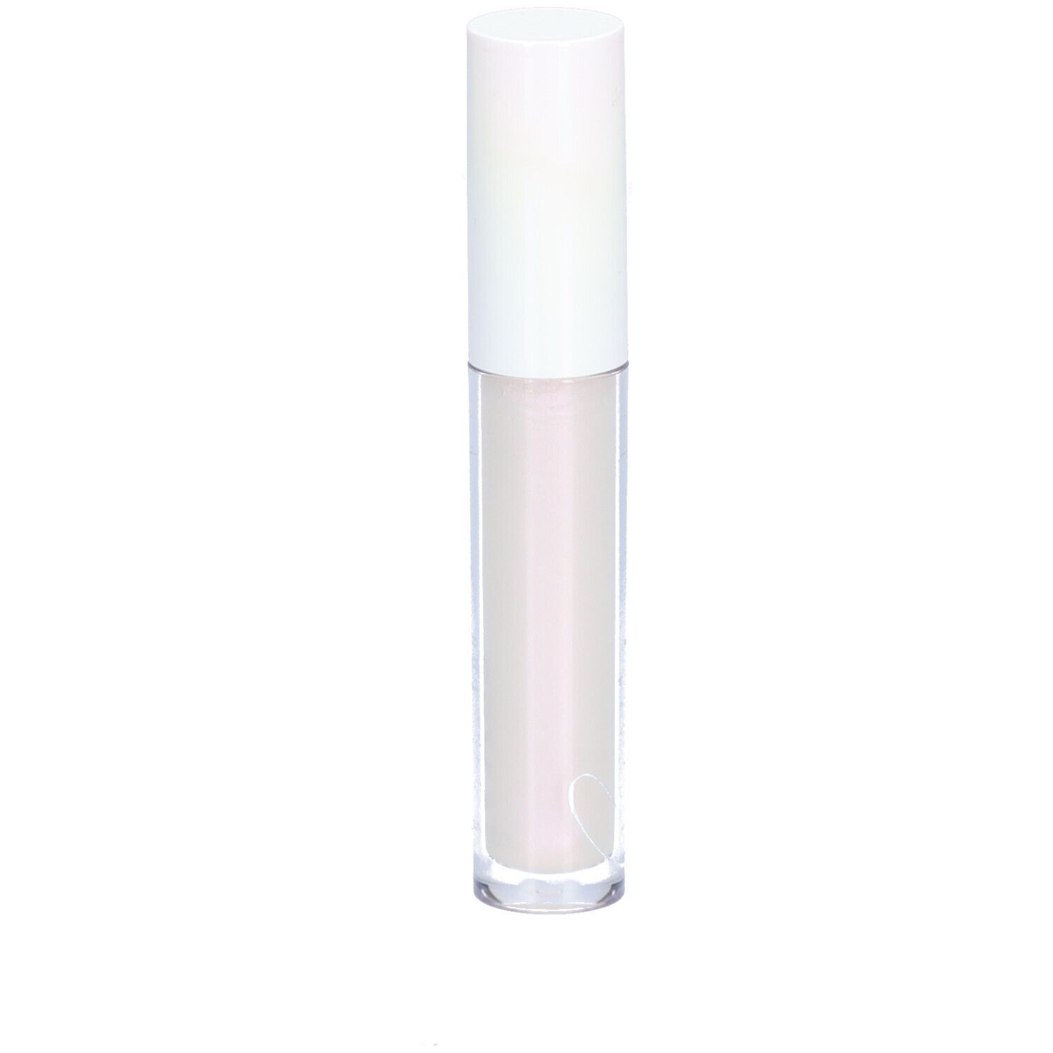 Lipgloss tube met witte dop. Transparante tube met lichte inhoud.