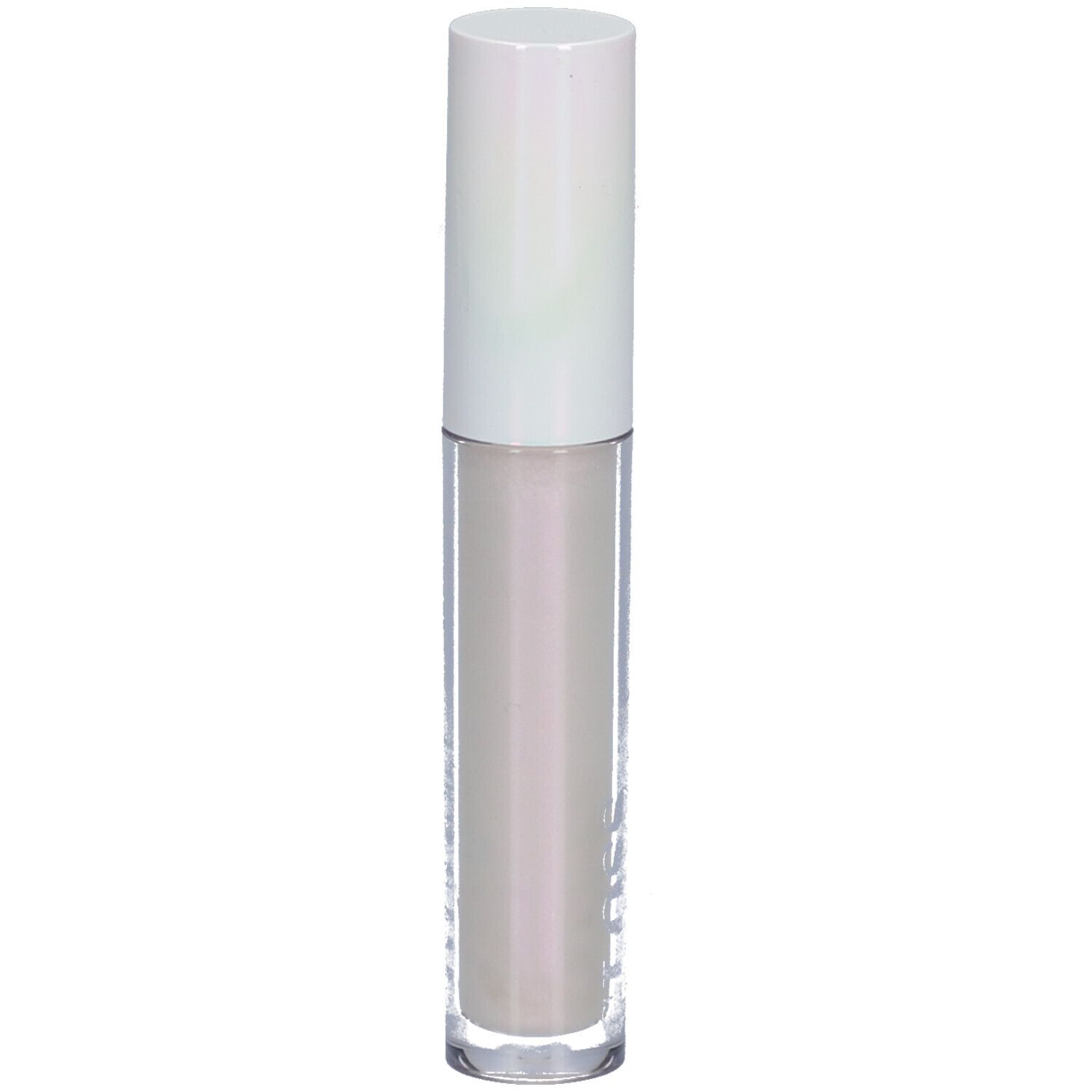 Lipgloss tube met witte dop. Transparante tube met lichte inhoud.
