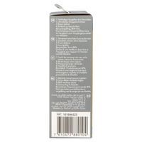 Côté de la boîte Medela avec texte multilingue. Code-barres et numéro de référence. Fond gris.