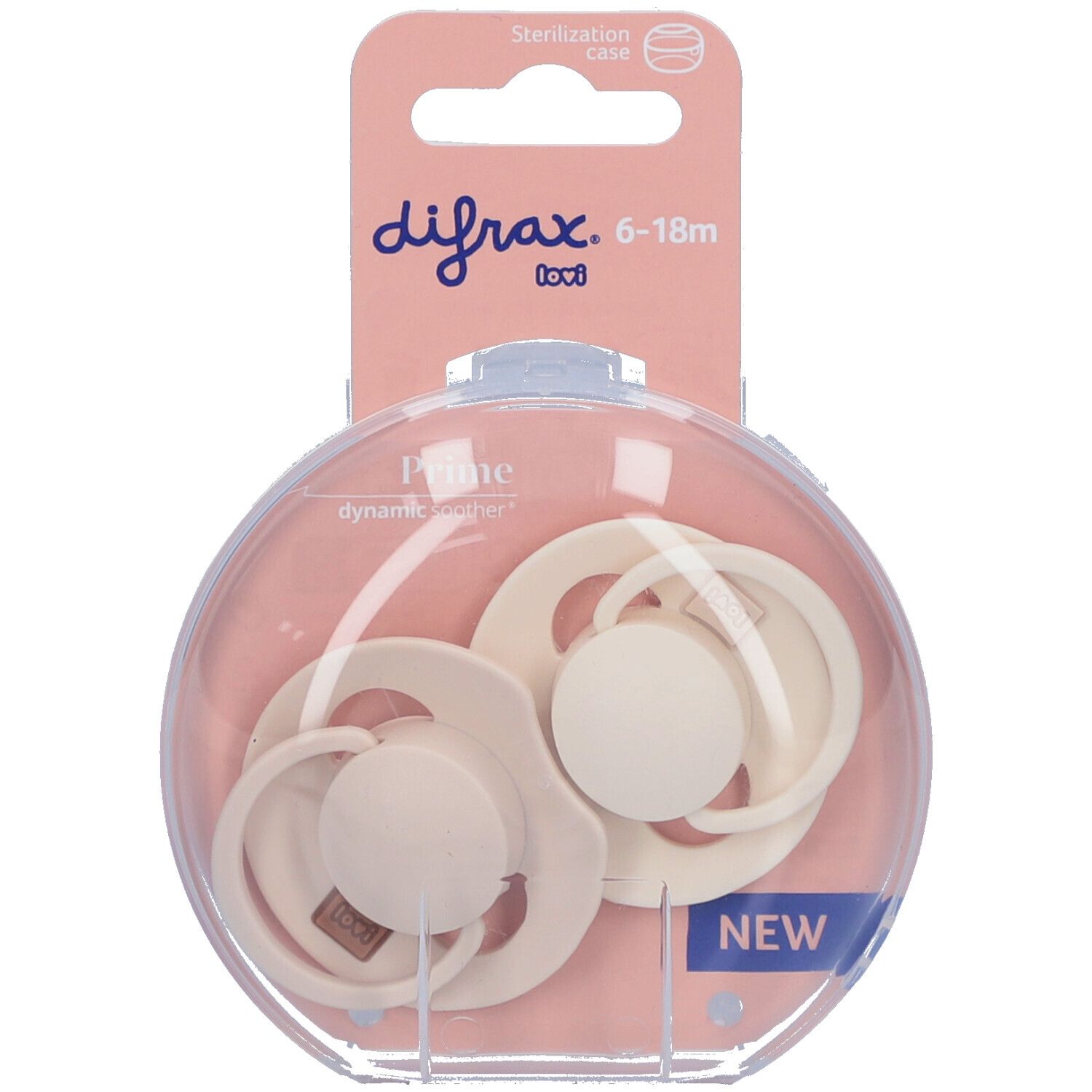 Difrax Dynamic Fopspeen 6-18M Prime Coconut/Ivory 2 St Schnuller
