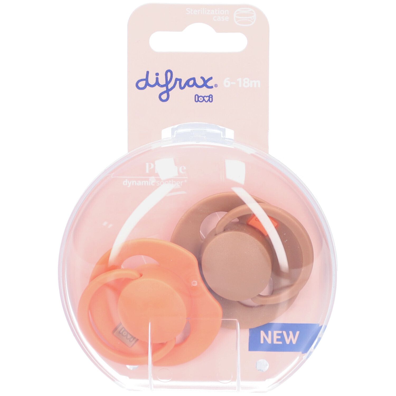 Difrax Dynamic Fopspeen 6-18M Prime Granola/Orange 2 St Schnuller