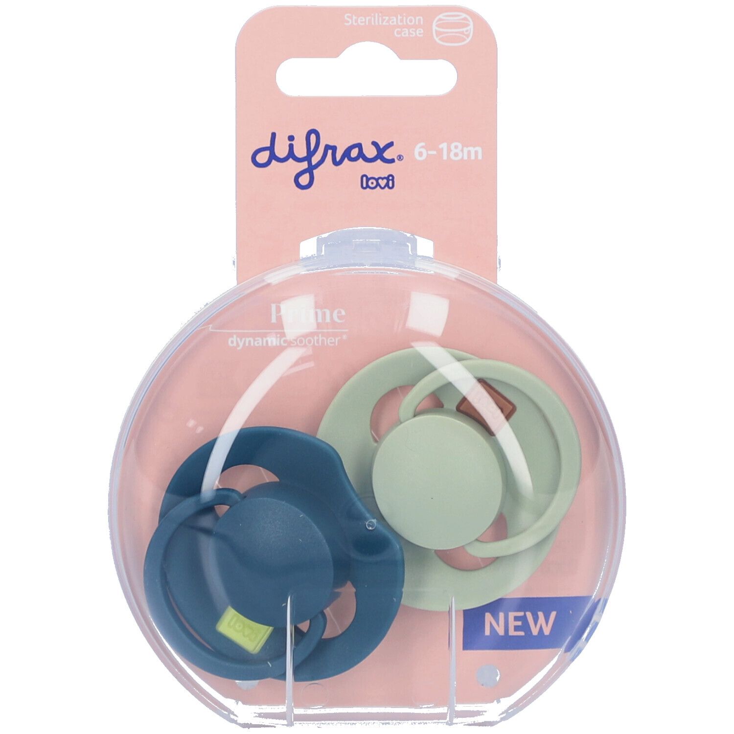 Difrax Dynamic Fopspeen 6-18M Prime Pistac./Green 2 St Schnuller