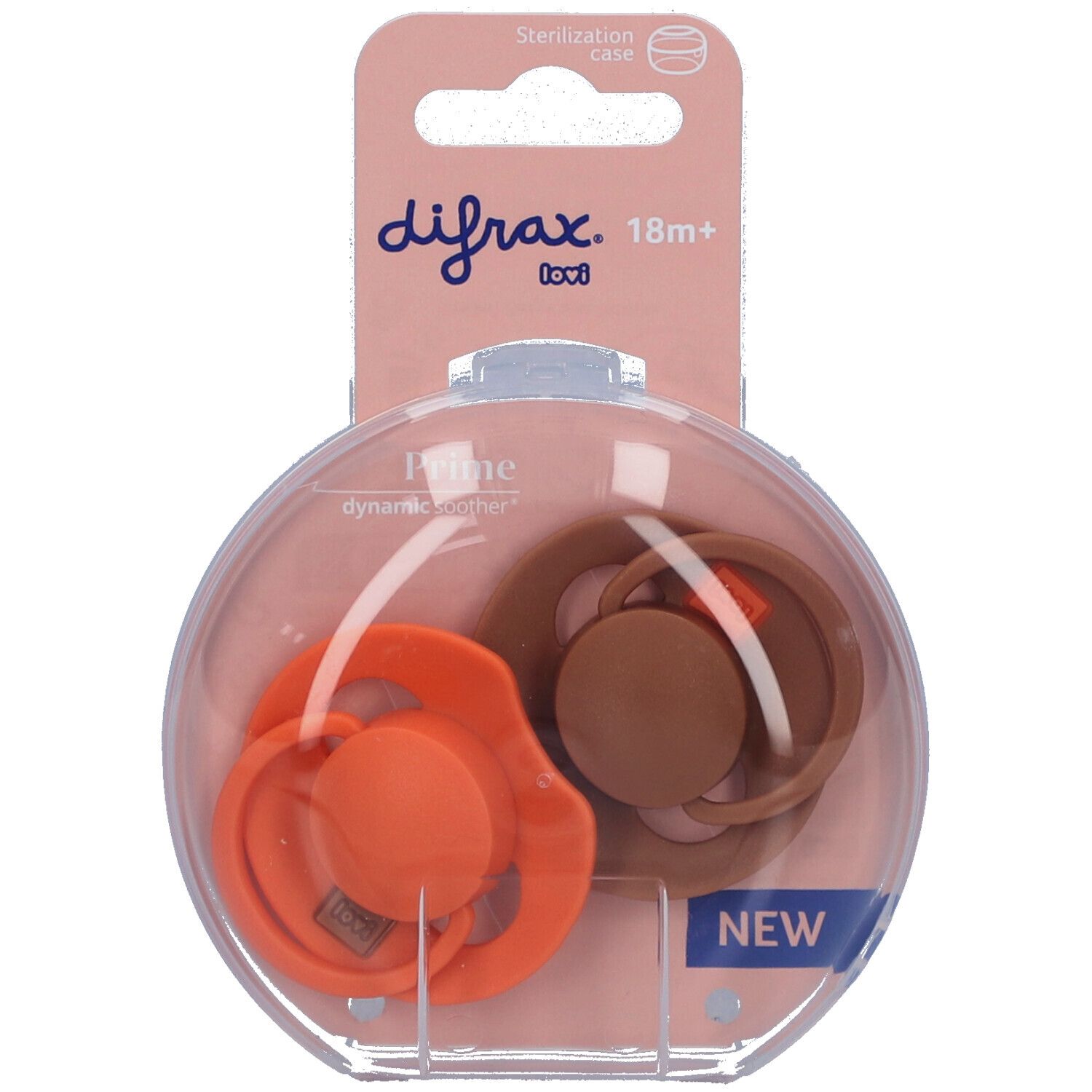 Difrax Dynamic Fopspeen 18M+ Prime Granola/Orange 2 St Schnuller