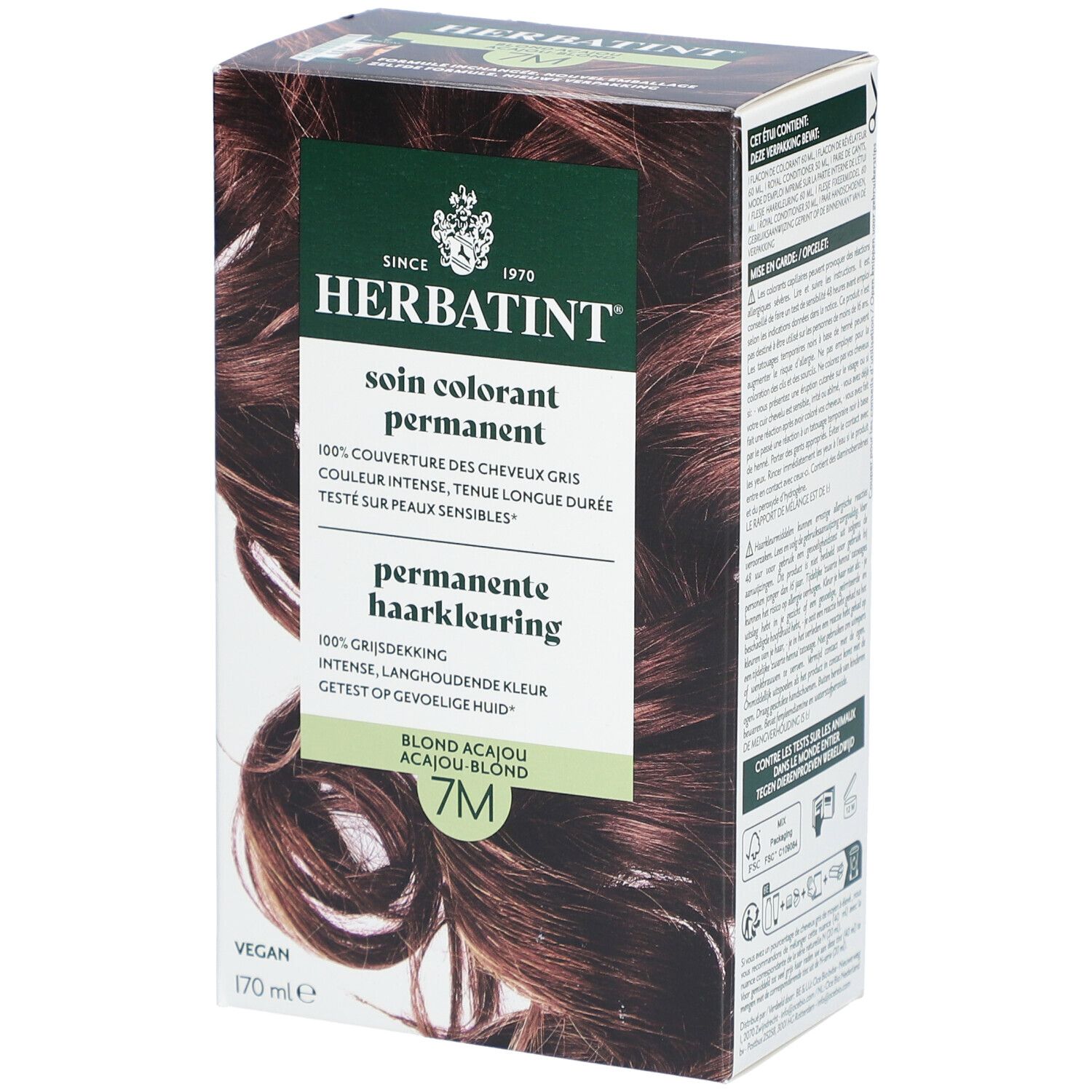 Herbatint Permanente Haarkleuring 7M Acajou Blond 170 Tinctuur