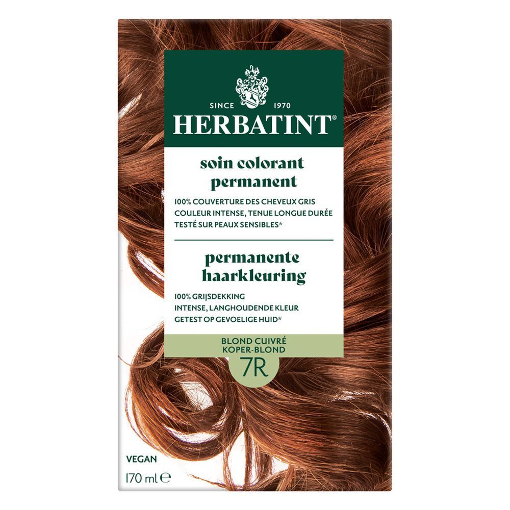 Herbatint 7R Blond cuivré. Coloration permanente en boîte. Vegan. 170 ml.