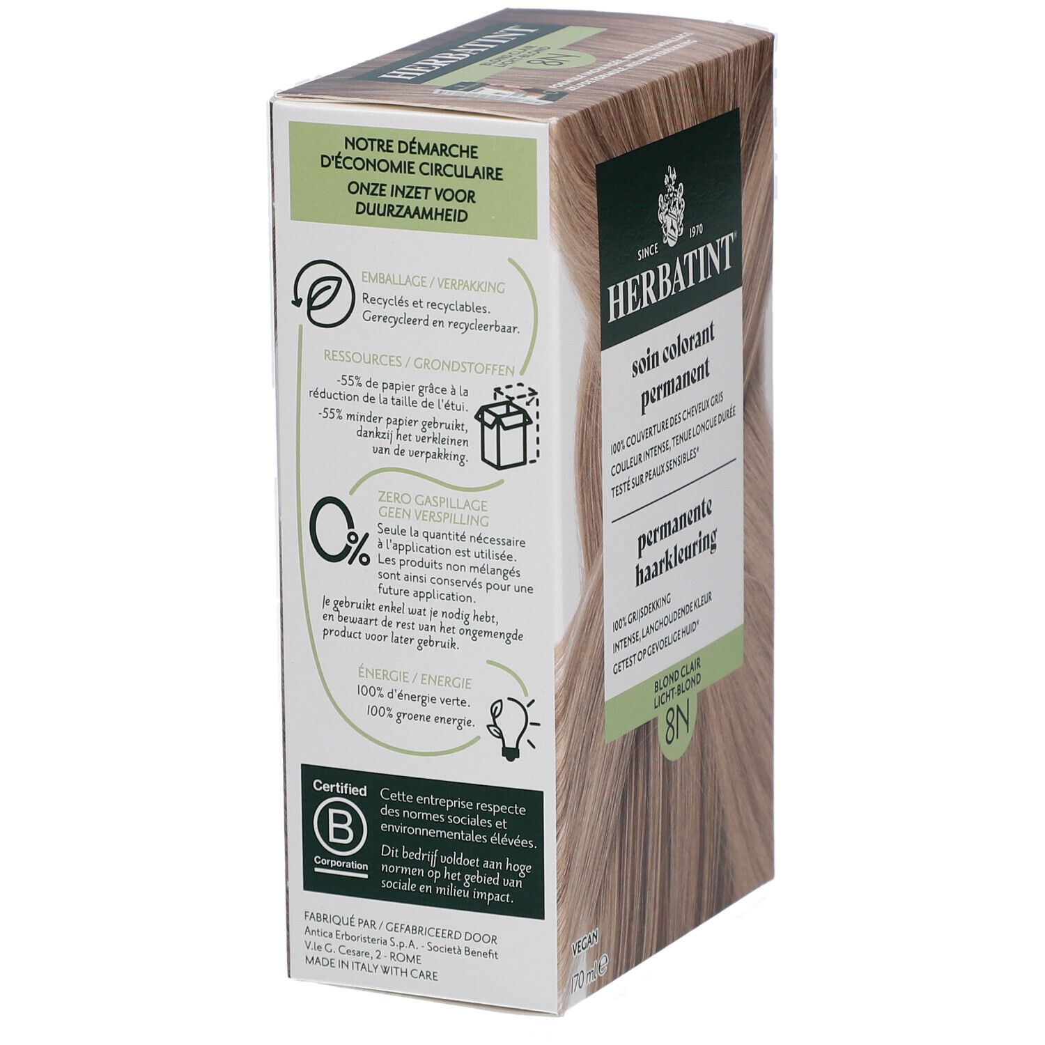 Herbatint-Verpackung. Informationen zu Nachhaltigkeit, Recycling und Energie.