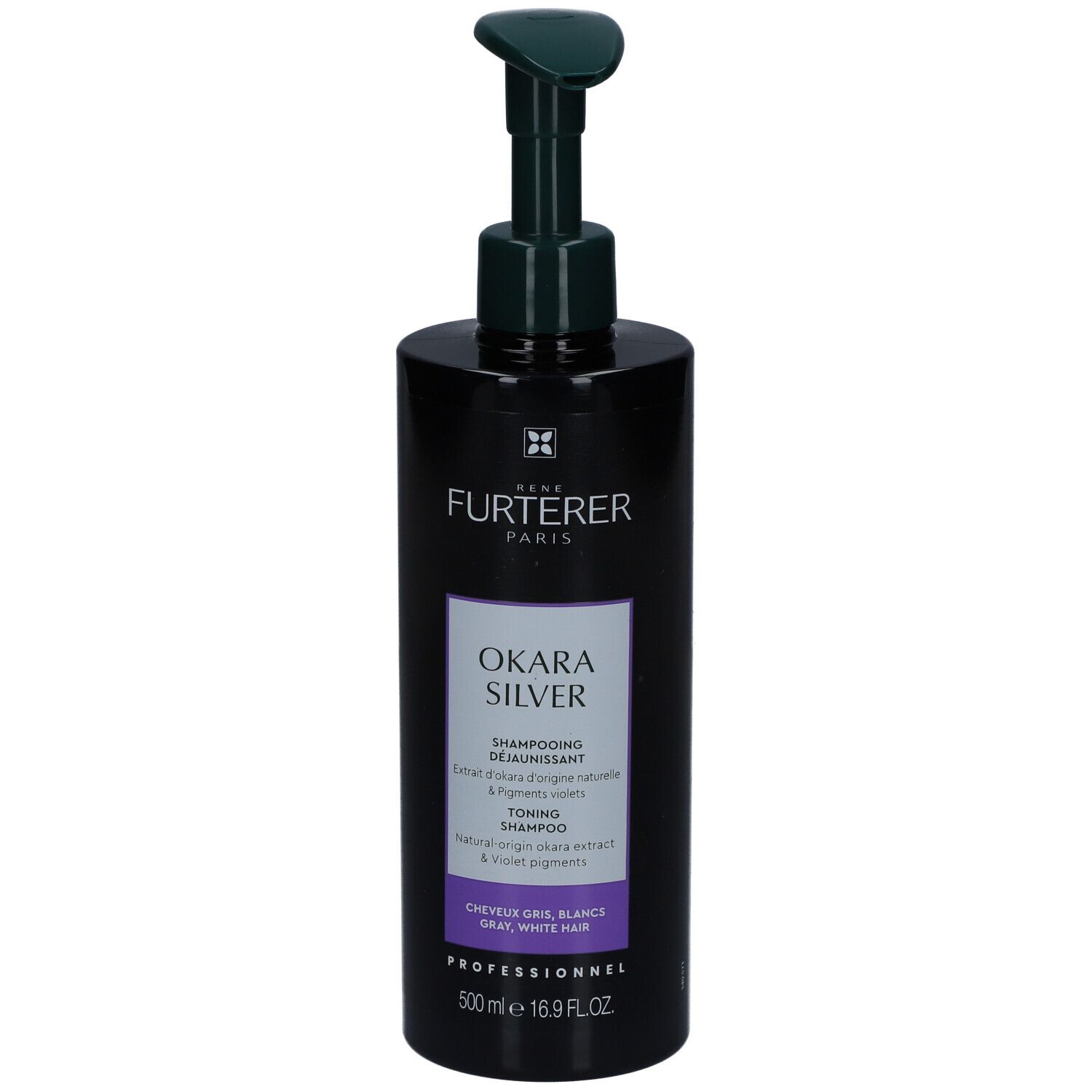 René Furterer Okara Silver Ontgelende paarse Shampoo | Grijs wit of platinablond haar 500