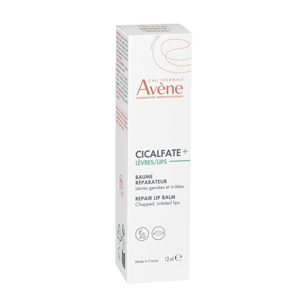 Witte doos Avène Cicalfate+ Lipbalsem. 12ml. Voor gesprongen lippen.