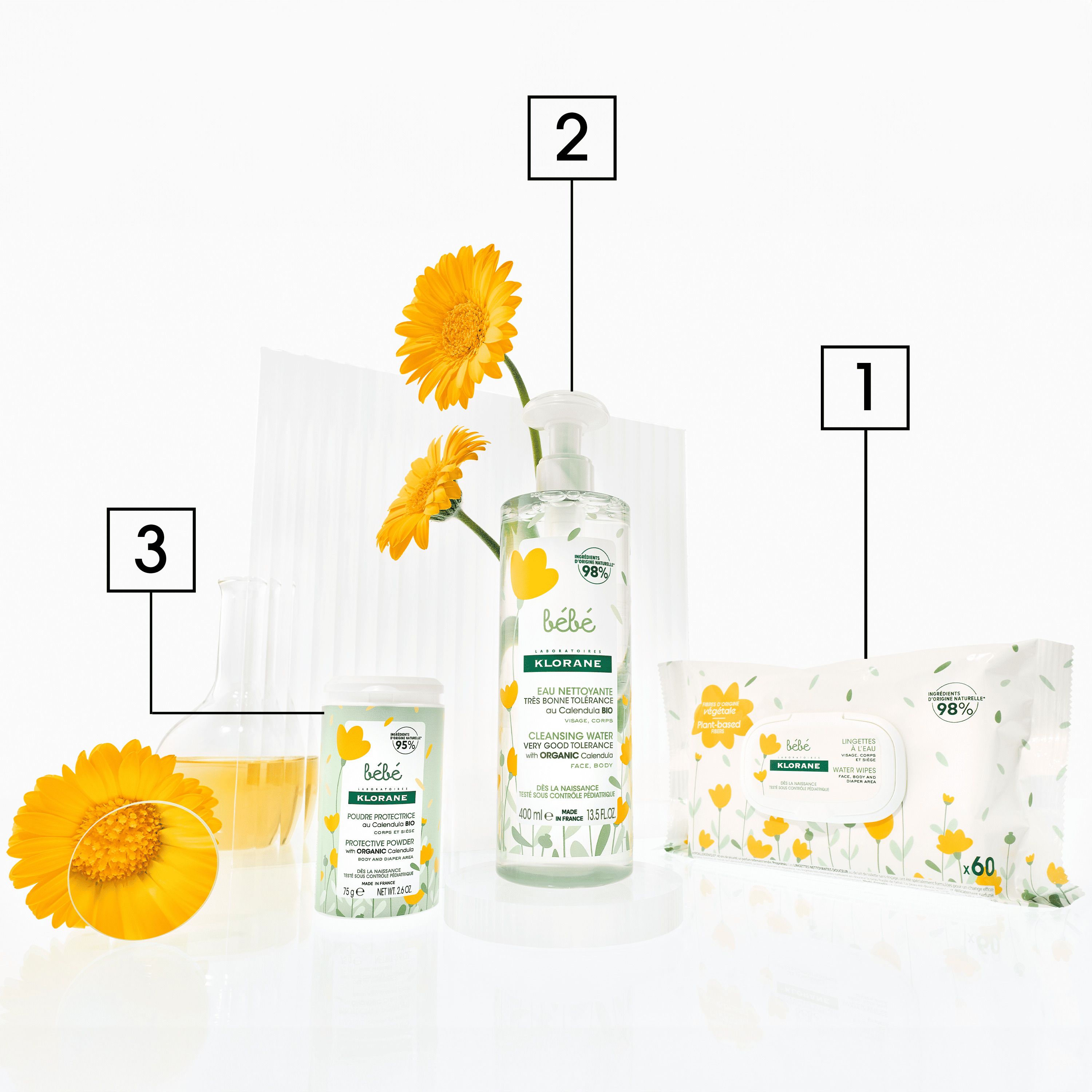 Klorane Baby BIO Calendula Reinigingsdoekjes men water