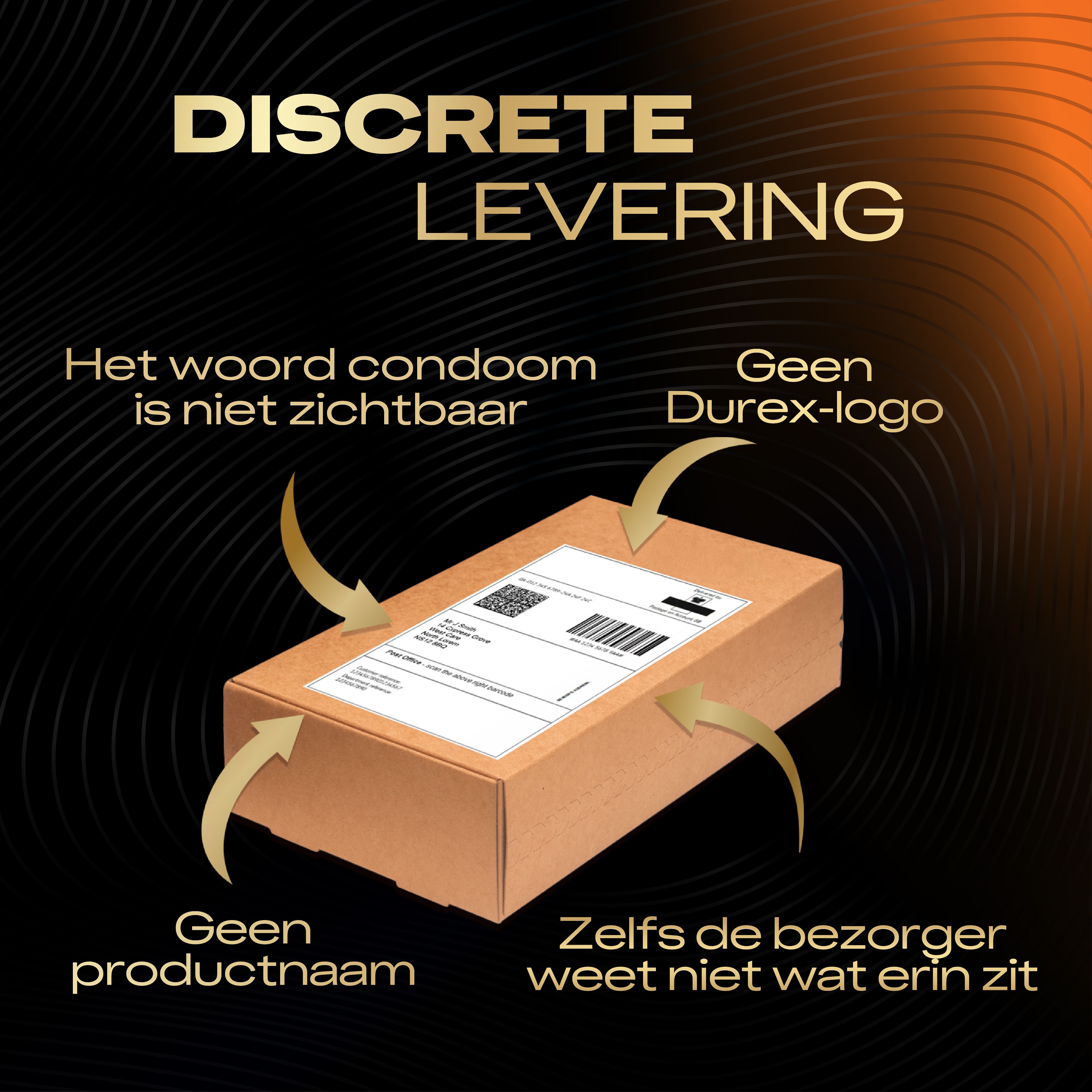 Grafische weergave: Discrete levering. Geen productnaam, geen logo.