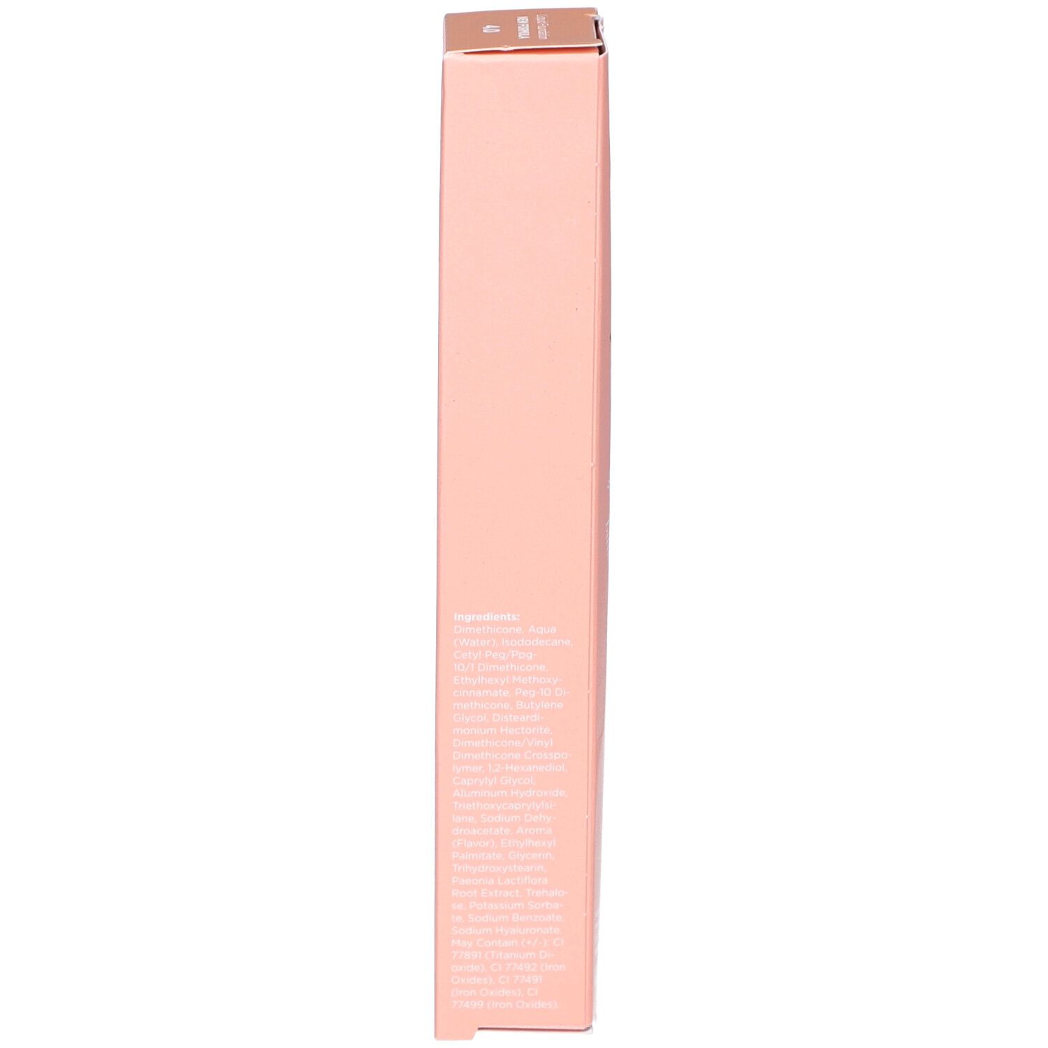 Rosa Produktverpackung. Text: Inhaltsstoffe, E 30 ml.