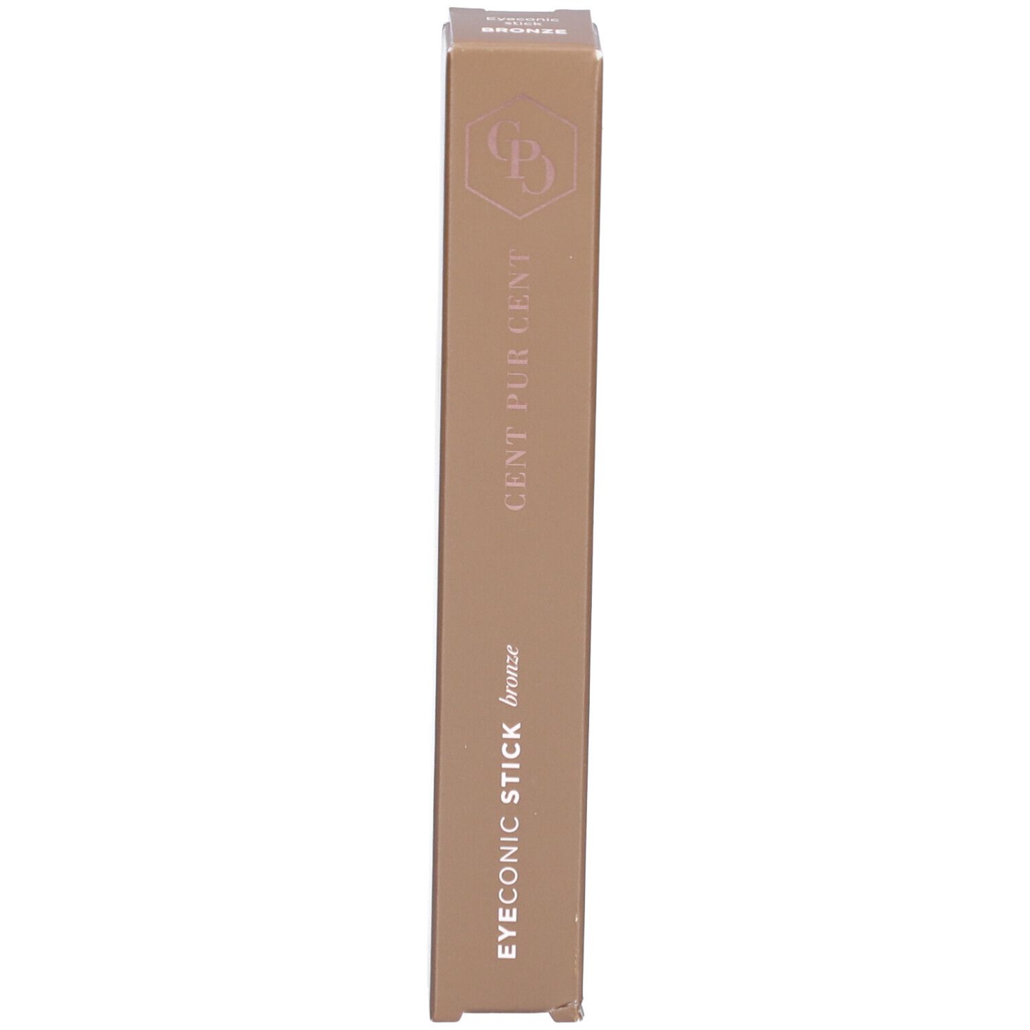 Verpackung. Aufschrift: EYECONIC STICK, Bronze, CENT PUR CENT. Logo.