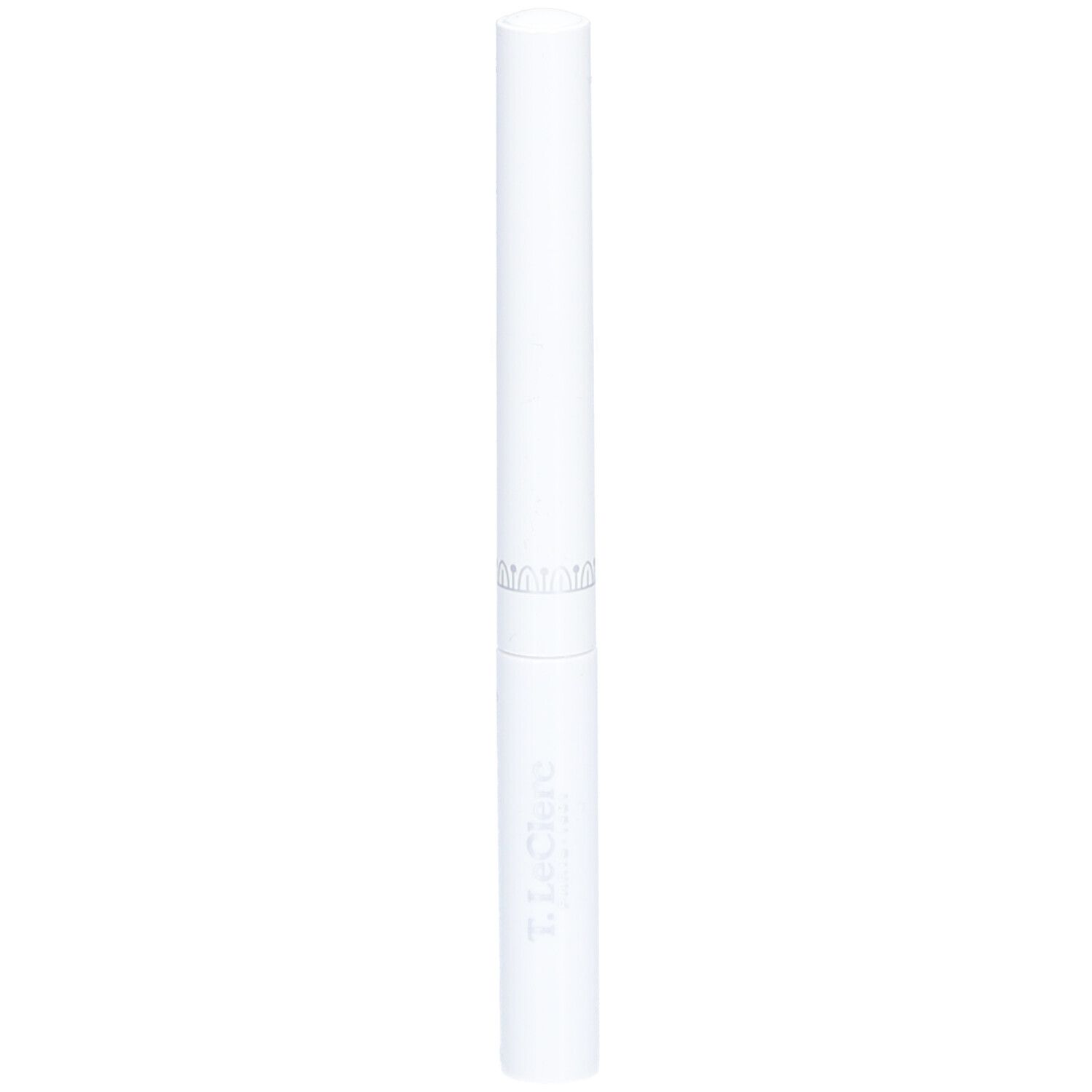 Witte pen met zilveren ring. T.LeClerc logo onderaan. Actief groeiserum.