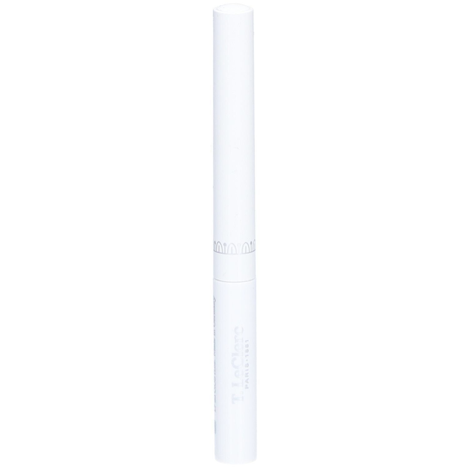Witte pen met zilveren ring. T.LeClerc logo onderaan. Actief groeiserum.