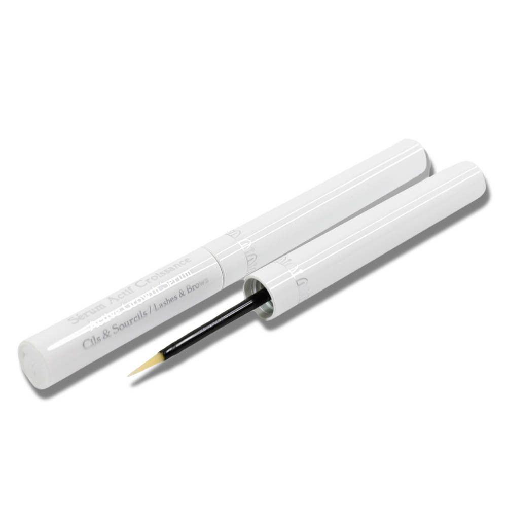 Witte pen met borstel. T.LeClerc logo. Sérum Actif Croissance Cils & Sourcils.