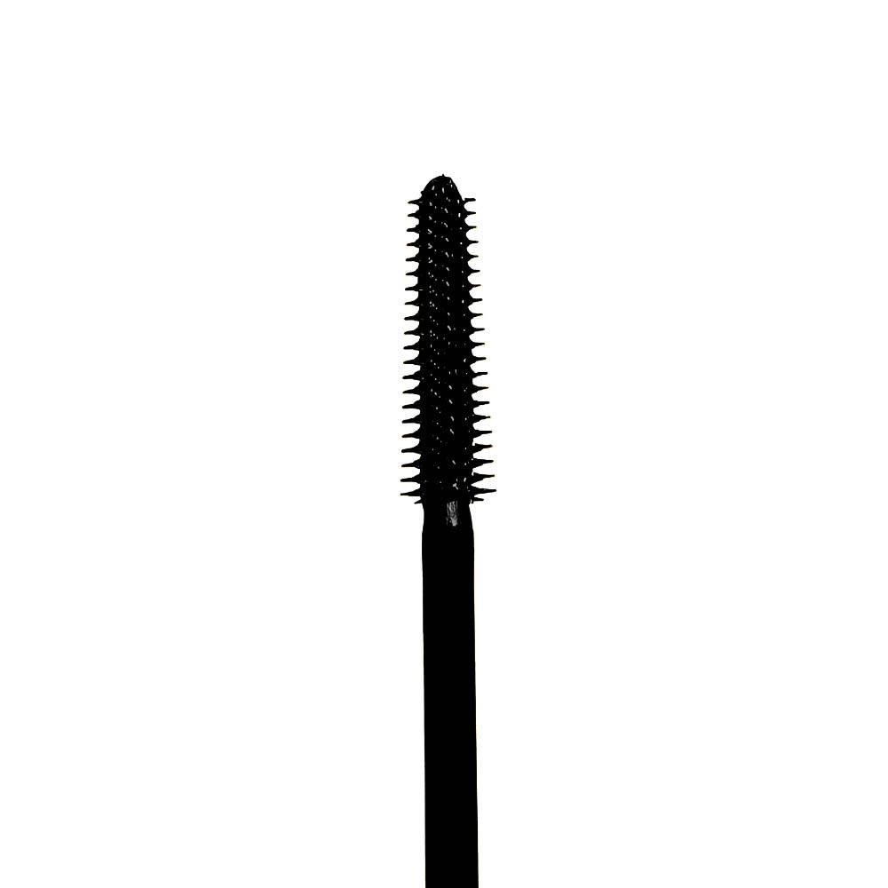 Gros plan de la brosse de mascara. Soies noires.
