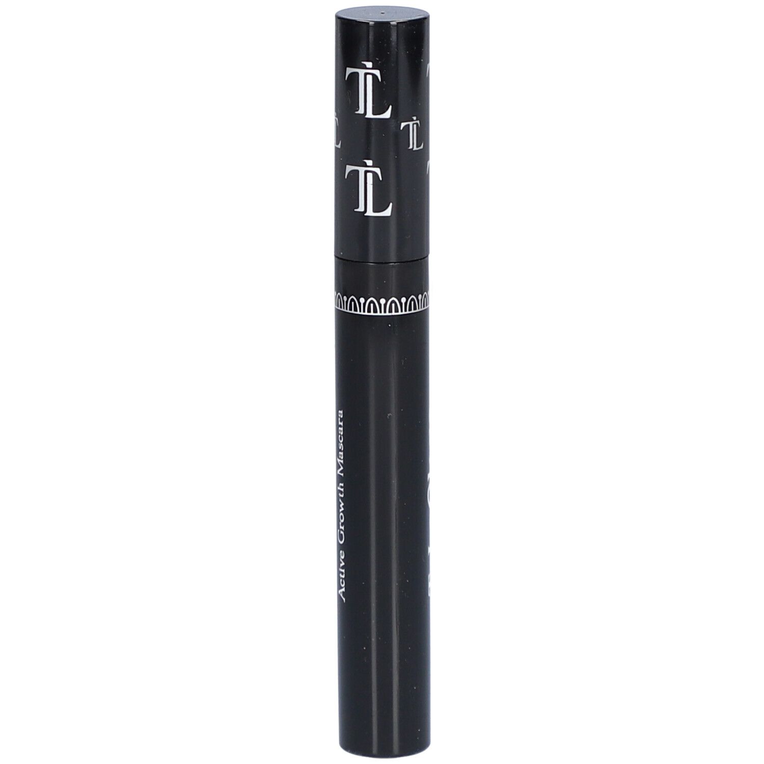 Zwarte mascarabuis met wit logo en tekst Active Growth Mascara.