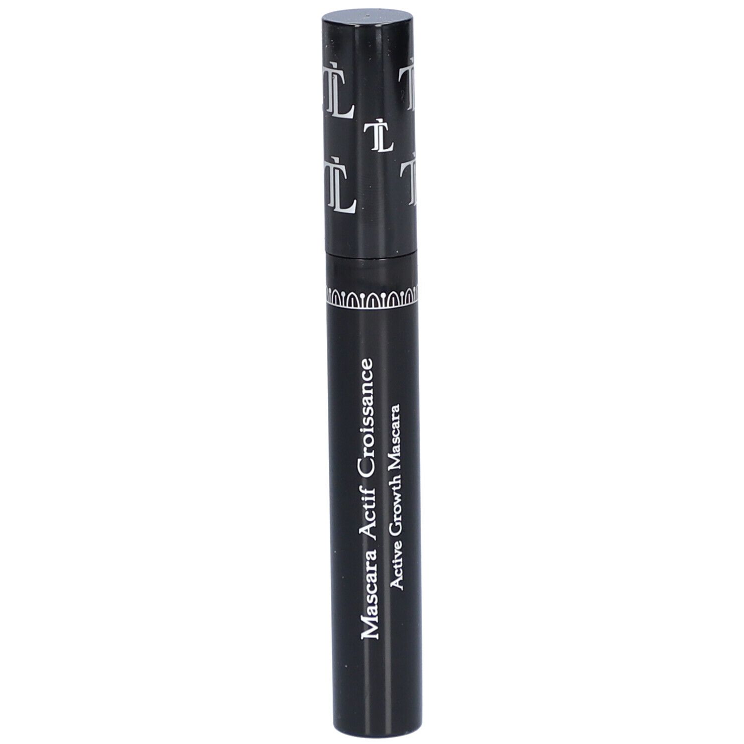 Zwarte mascarabuis met wit logo en tekst Mascara Actif Croissance.