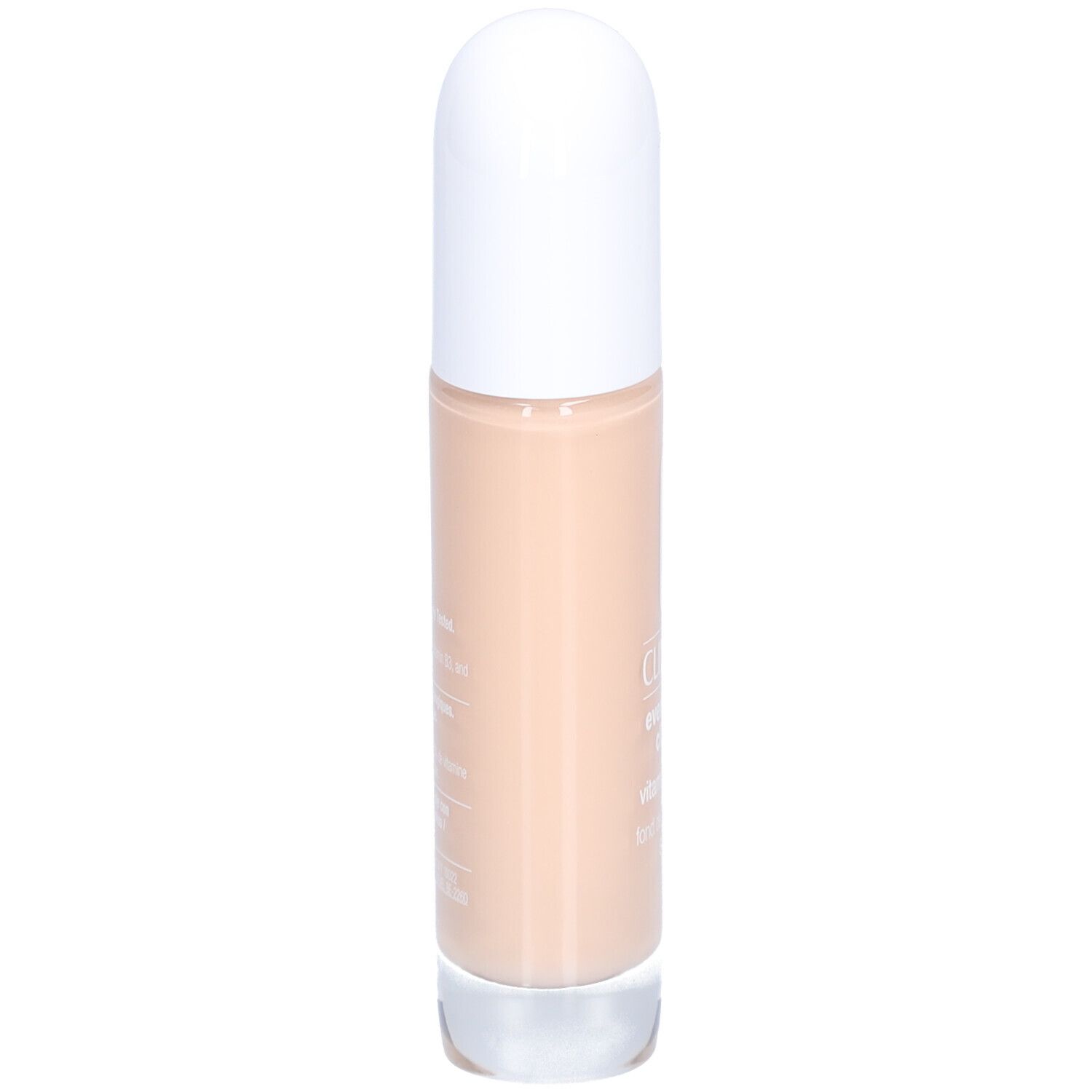 Clinique Even Better Clinical Vitamin Makeup SPF 50. Flacon de fond de teint beige, bouchon blanc.