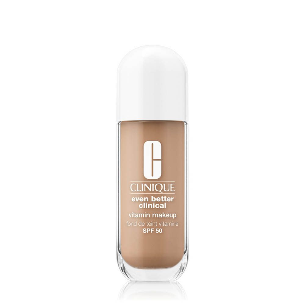 Clinique Even Better Clinical Vitamin Makeup fles. Beige tint, witte dop. SPF 50.