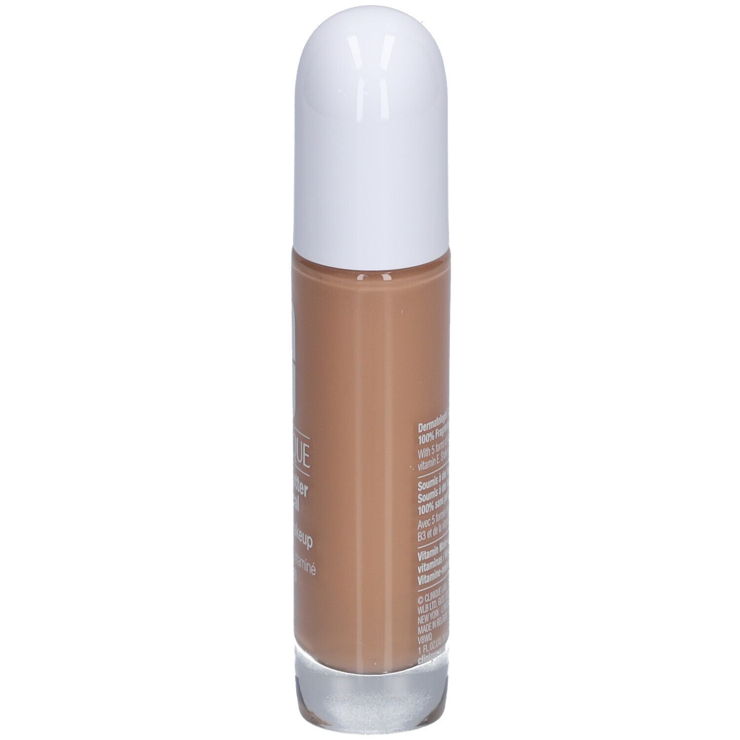 Rückseite der Clinique Even Better Clinical Vitamin Makeup Flasche. Text und Inhaltsstoffe.