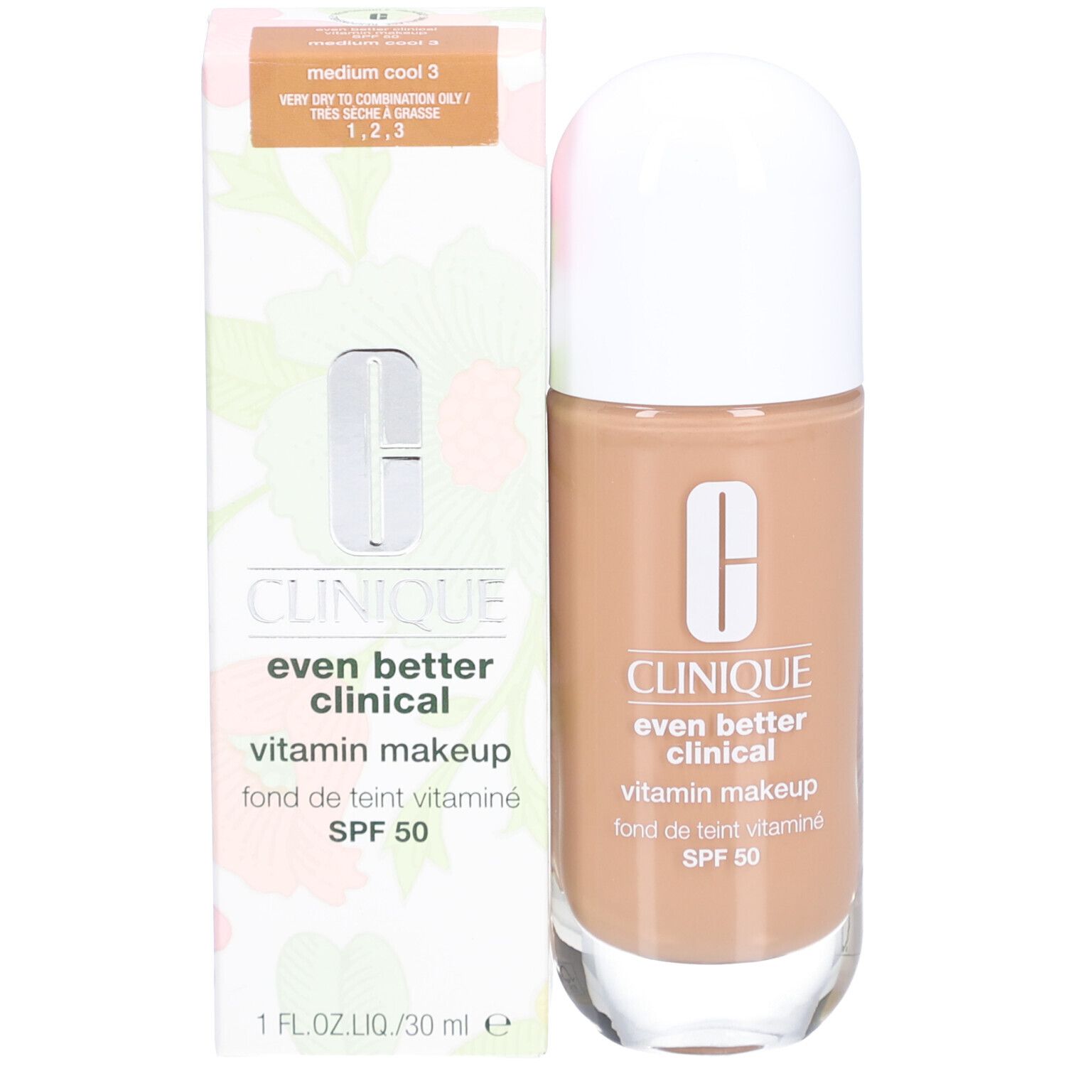 Clinique Even Better Clinical Vitamin Makeup mit Verpackung. Farbton Medium Cool 3.